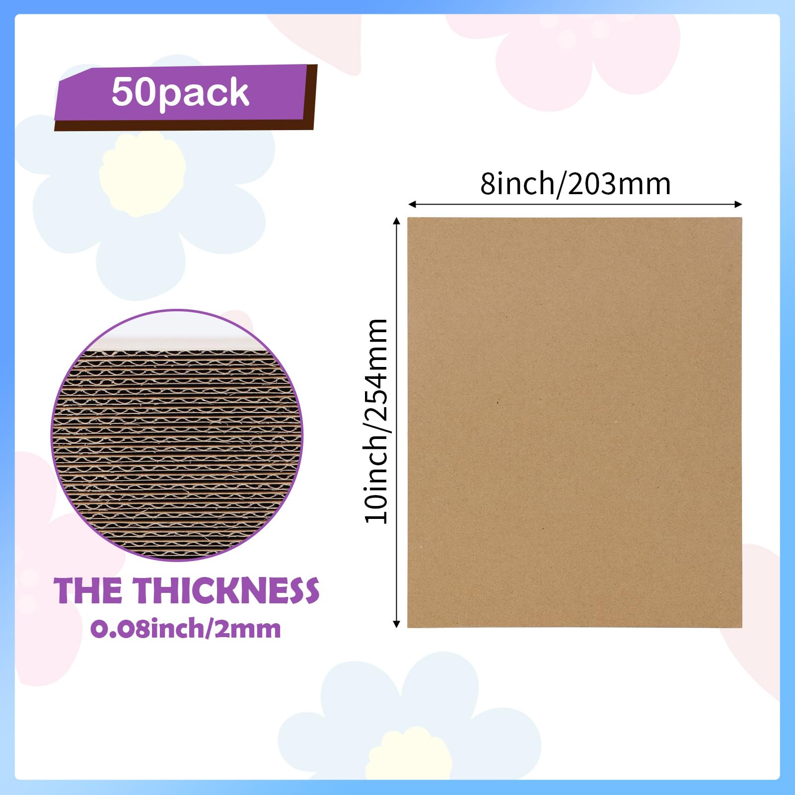 RLAVBL 200 Pack 3.5x4.5 White Corrugated Cardboard Sheets, Flat Cardboard Inserts for Shipping, Mailing, Packing, DIY Crafts