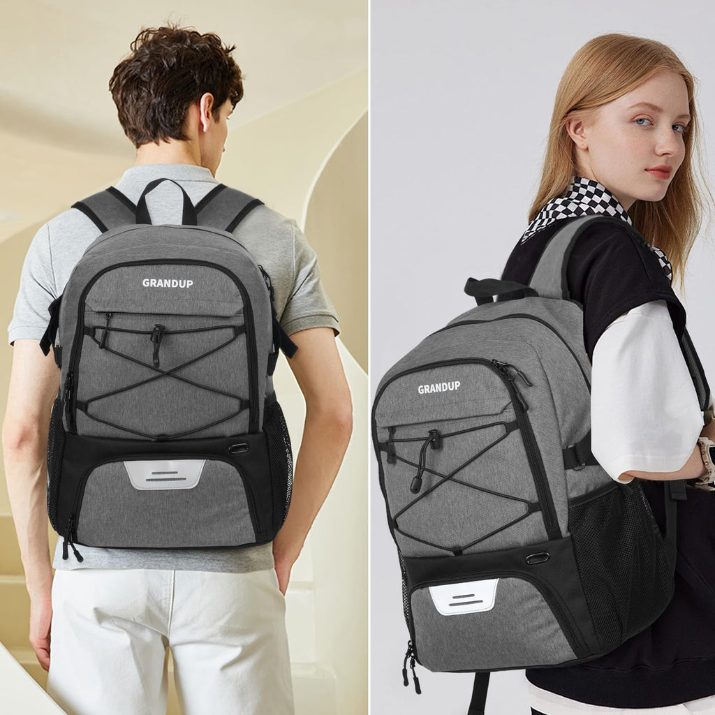 GRANDUP Basketball backpack with ball and shoes compartment Fit Volleyball, soccer, Swim, Gym, Travel, and School, large capacity sports training equipment bags