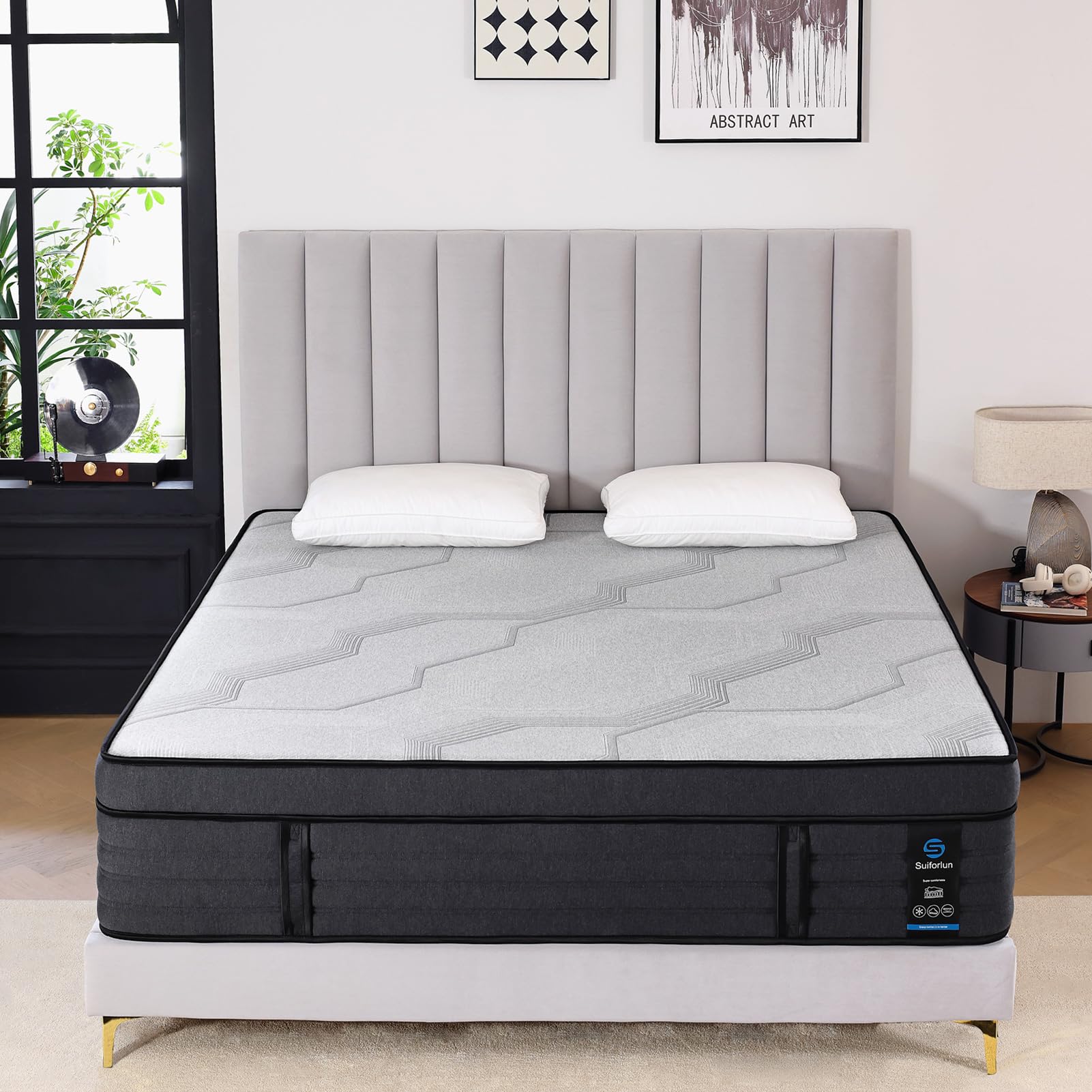 Suiforlun Full Size Mattress, 14 Inch Gel Memory Foam Hybrid Full Mattress in a Box with Pocket Springs, Euro Top Luxury 7 Premium Layers, Cooling Comfort & Pain Relief, Medium-Firm