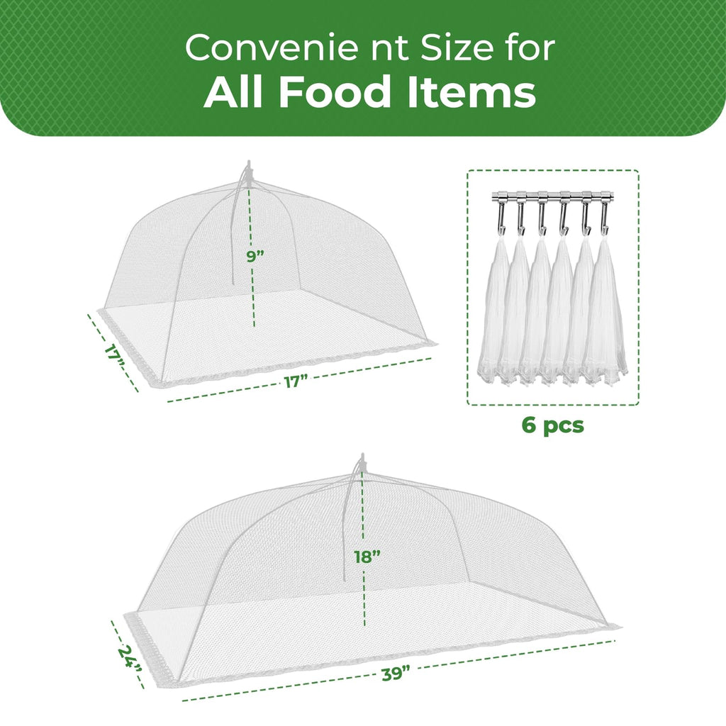 Simply Genius Mesh Food Covers - 12-Pack, 17in x 17in, White - Outdoor Kitchen & Picnic Accessories - Hosting Essentials for Glamping & Tailgating