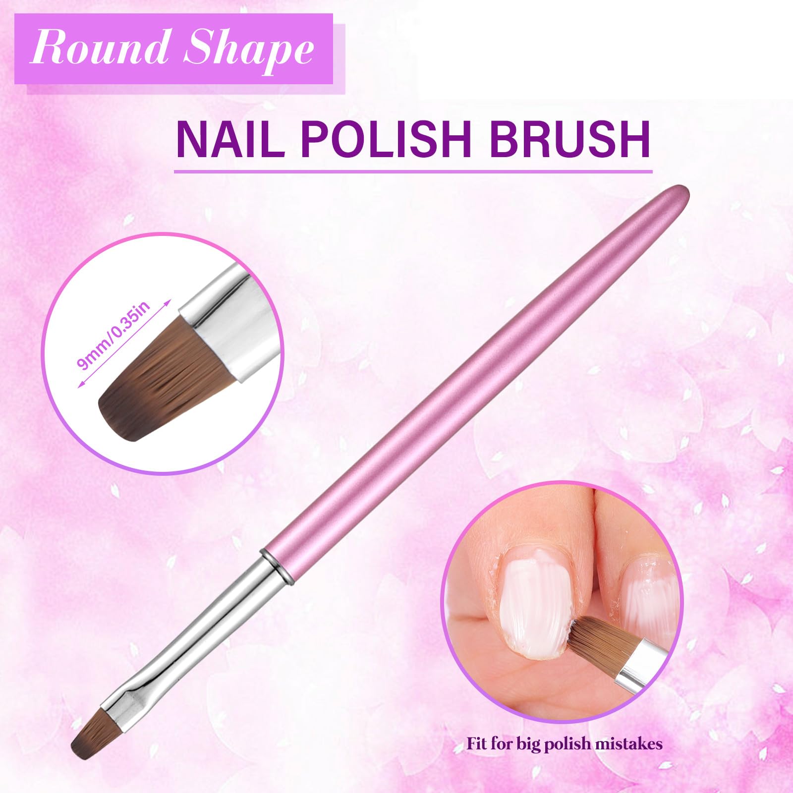 Nail Art Clean Up Brushes,Nail Brushes for Cleaning Polish Mistakes on the Cuticles, Acetone Resistant Nail Brush, Fingernail Cleaning Brushes for Nail Art and Designs (2 Pcs Round&Angled)