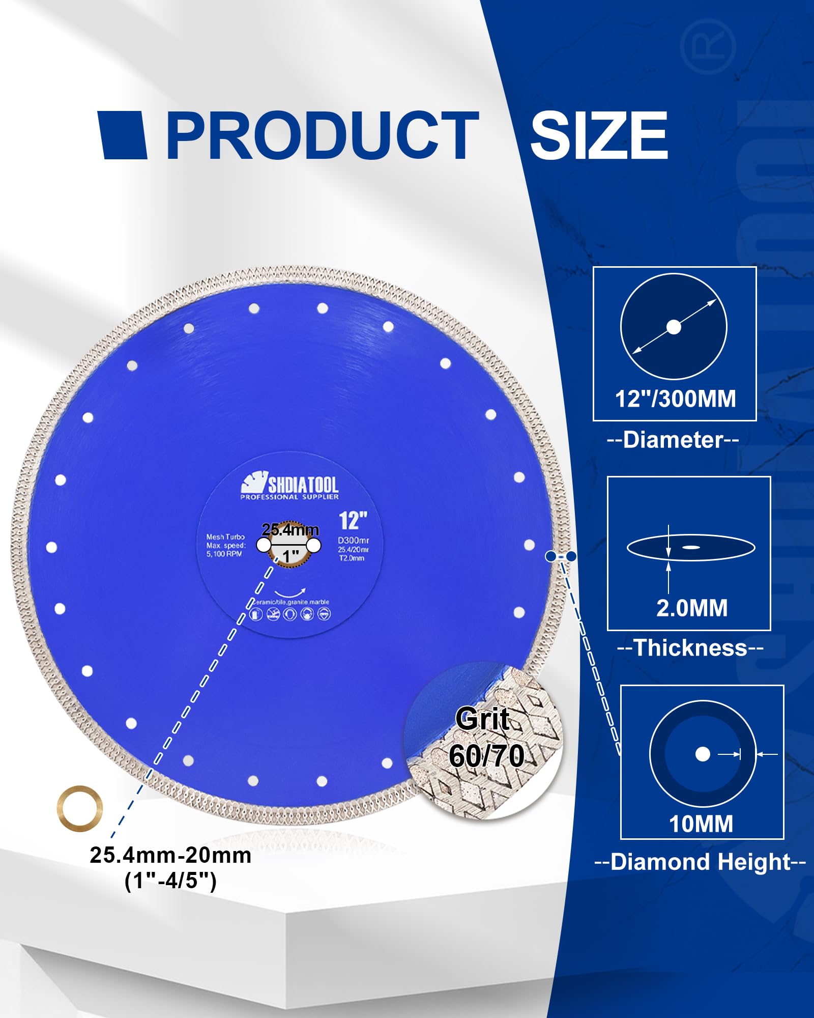 SHDIATOOL 3-3/8 Inch Diamond Saw Blade Cutting Porcelain Tile Ceramic Granite Marble Brick