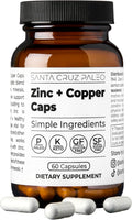 Santa Cruz Paleo, Zinc & Copper Mineral Supplement, High Absorption Formula, Zinc Supplement for Skin & Hair, L Methionine, Copper Gluconate, Trace Minerals, Gluten Free, Keto, Paleo, 60 Capsules