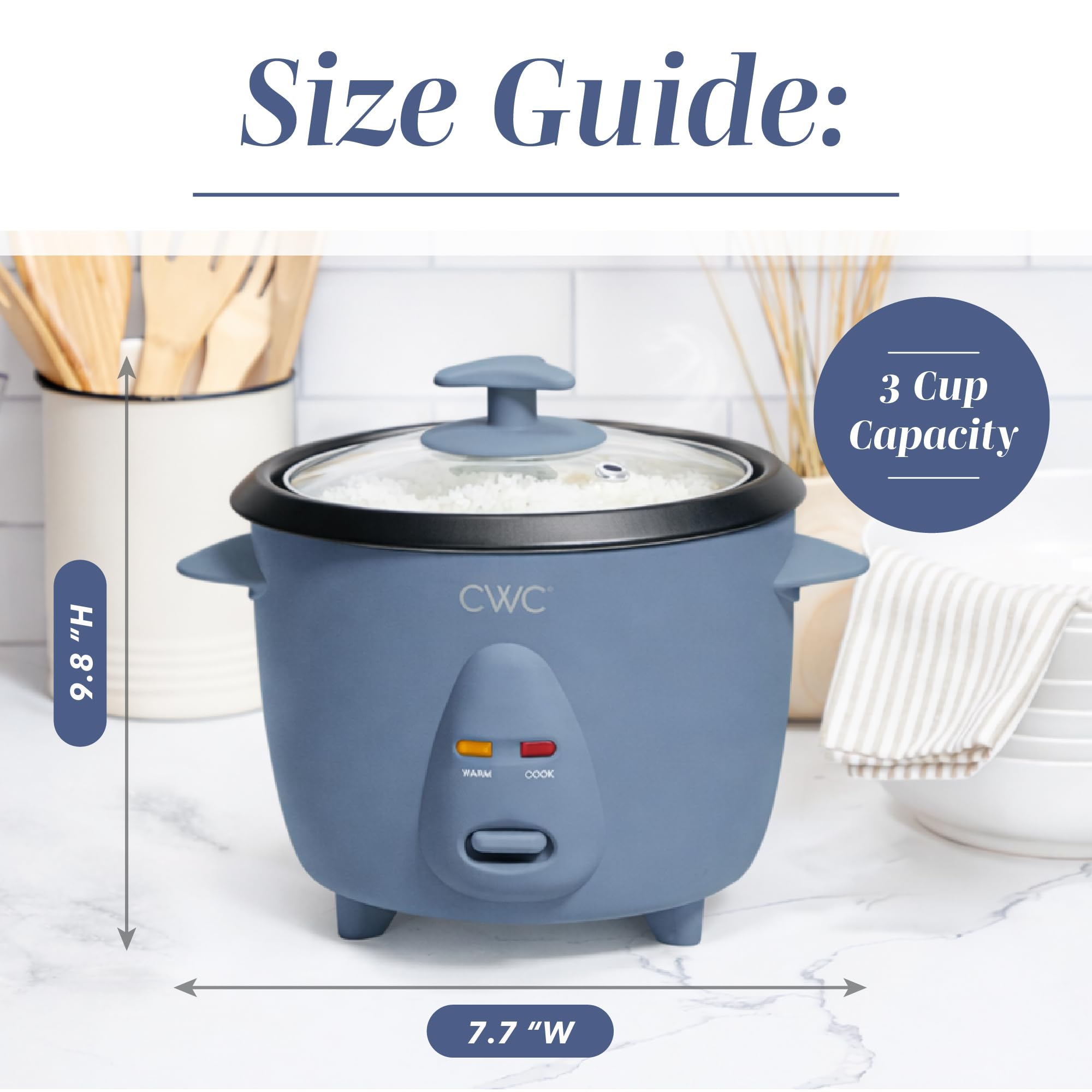 COOK WITH COLOR 6 Cup Rice Cooker 300W - Effortless Cooking and Perfectly, Cooks 3 Cups of Raw Rice for 6 Cups of Cooked Rice, Floral Blue