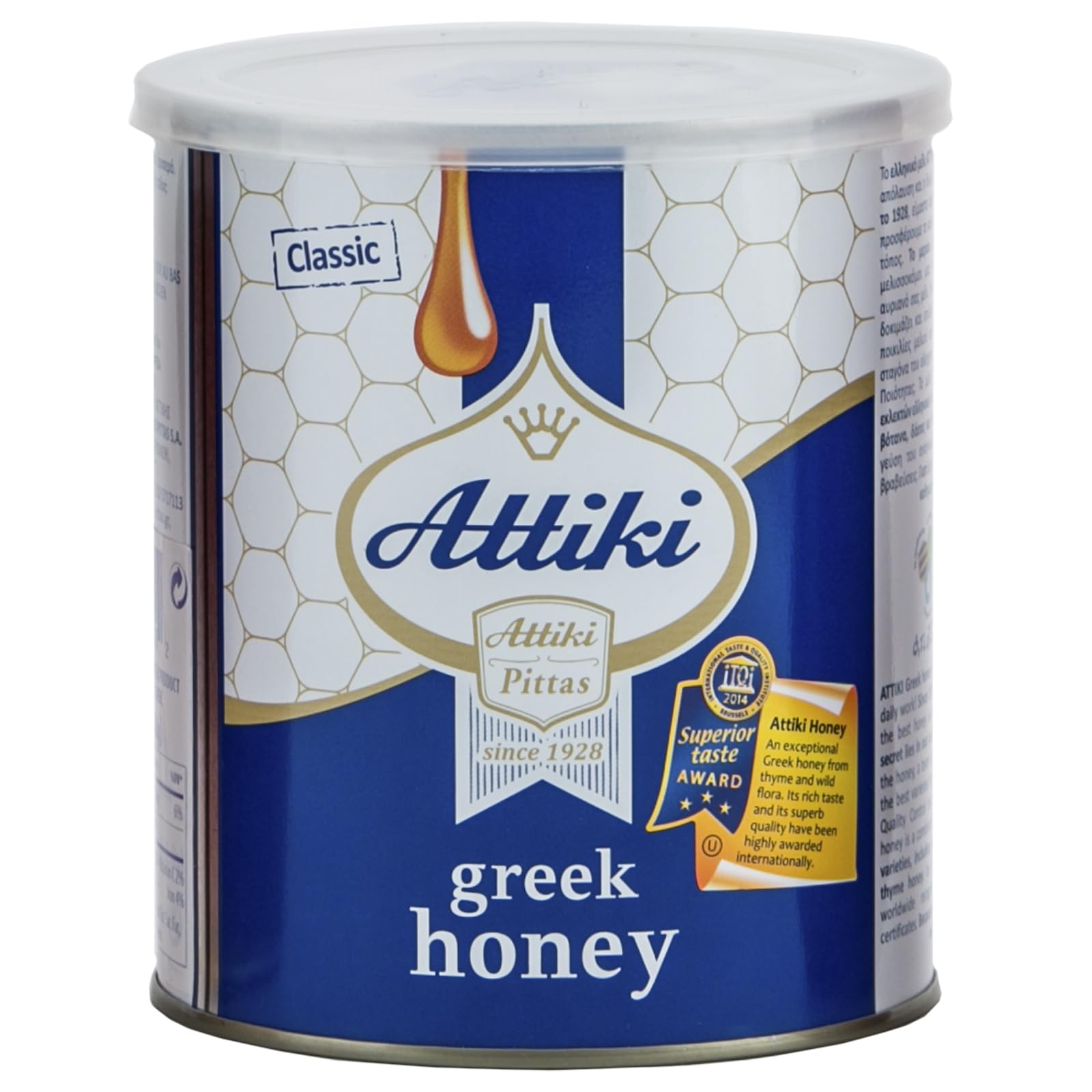 Attiki Pure Greek Honey with Thyme, Wild Flowers and Herbs, Perfect for Baking, Cooking, Lemonade and Tea, 9.5 oz (270 grams), Bottle