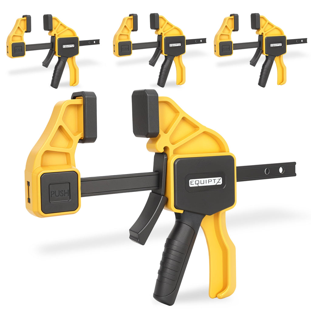 EQUIPTZ 6 Pack Bar Clamps for Woodworking – 2 Pcs 12" & 4 Pcs 6" Quick Grip Clamps Set with 150 lbs Force – Wood Clamps for Gluing, Carpentry, DIY, and Metalworking (Combo Sizes, 6 Pack)
