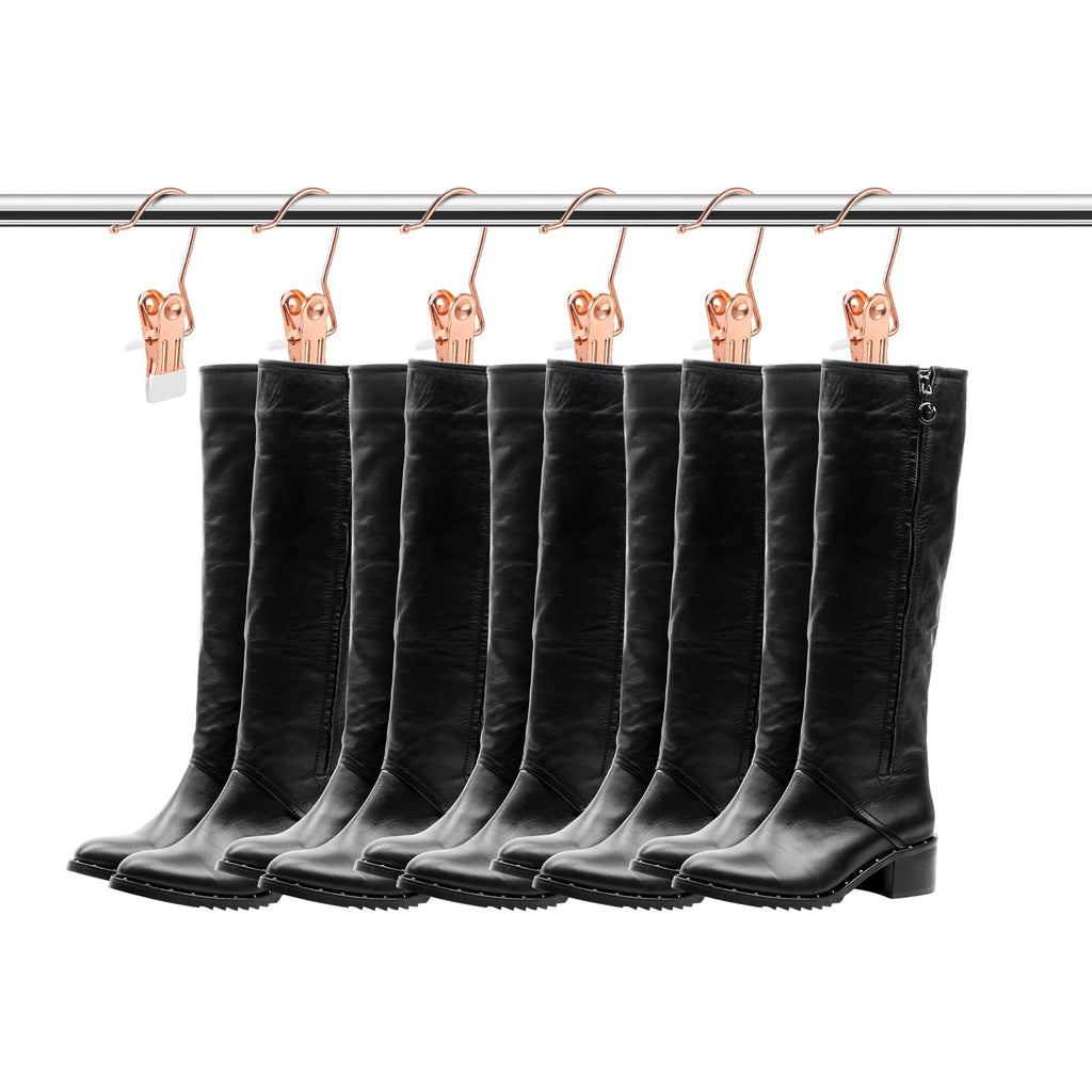 Hotop 20 Pieces Boot Hanger Clips for Closet, Laundry Hanging Hooks Heavy Duty Clips Boot Holder Portable Single Hooks Space Saving for Pants Jeans Clothes Hats Tall Towels (Black)