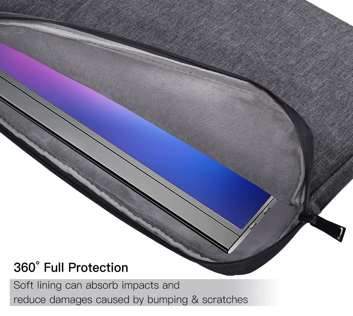 15.6 Inch Portable Monitor Case, Protective Carrying Sleeve Compatible with KYY MNN InnoView Most 16.1/15.6 in Monitors, Water Resistant Monitors Bag with Accessory Pocket, Black