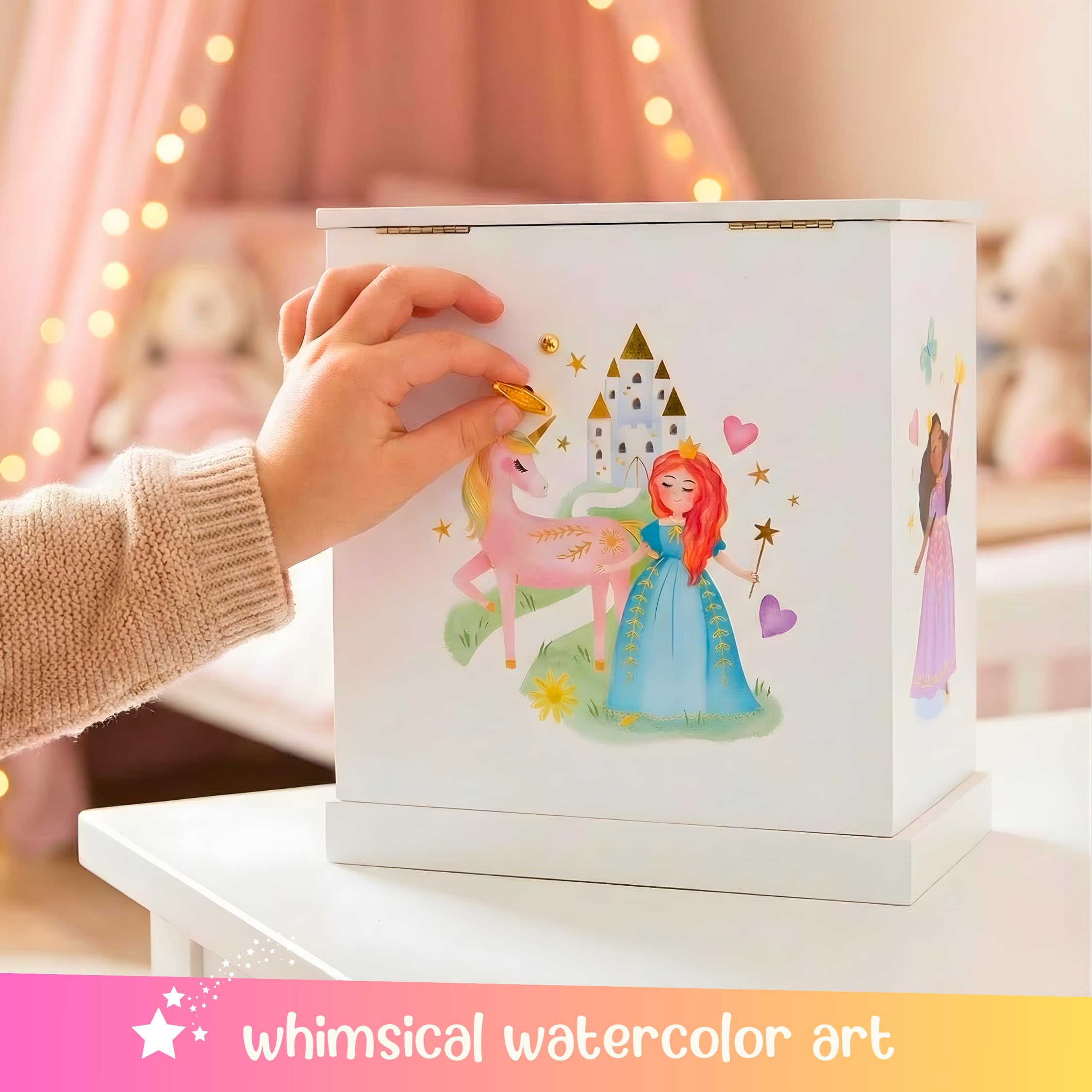 Giggle & Honey® Unicorn Musical Jewelry Box for Girls Unicorn Toys for Girls Age 4-6 Kids Jewelry Box with Drawers