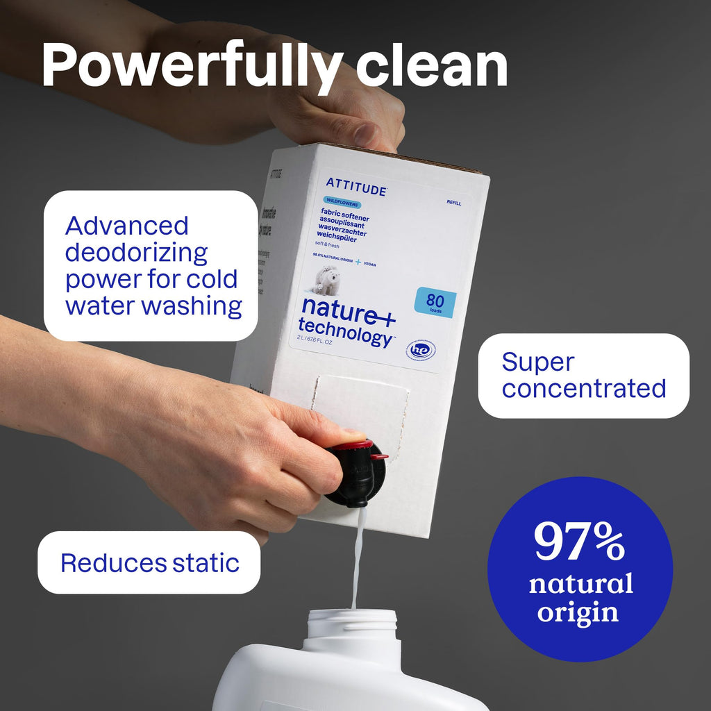 ATTITUDE Liquid Fabric Softener, Plant-Based & Vegan, HE Compatible, Naturally Derived, Citrus Zest Scent, 80 Loads, 67.6 Fl Oz