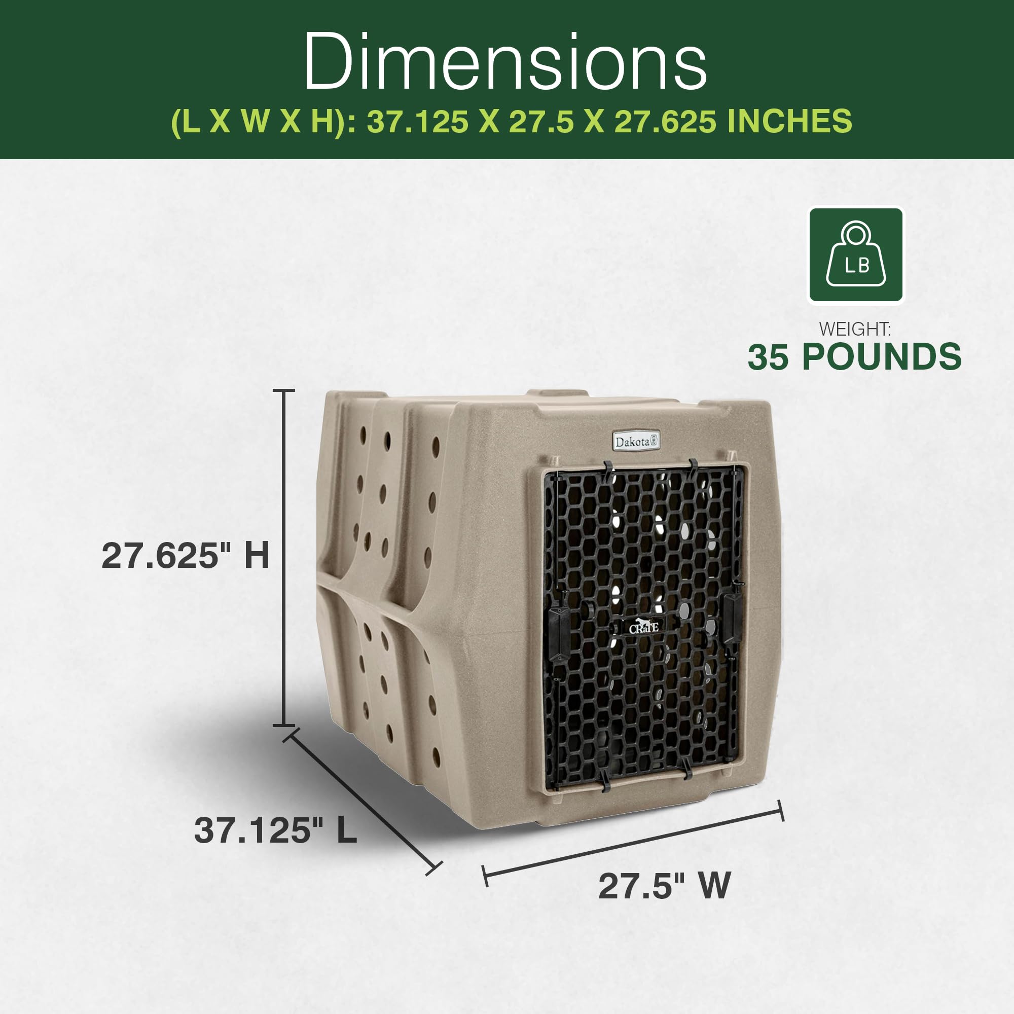 Dakota 283 Canine Rough and Tough Economy Dog Crate w/ Removable Two-Way Door - Heavy Duty Outdoor Kennel for Medium Breed Dogs (Coyote Granite, Intermediate)