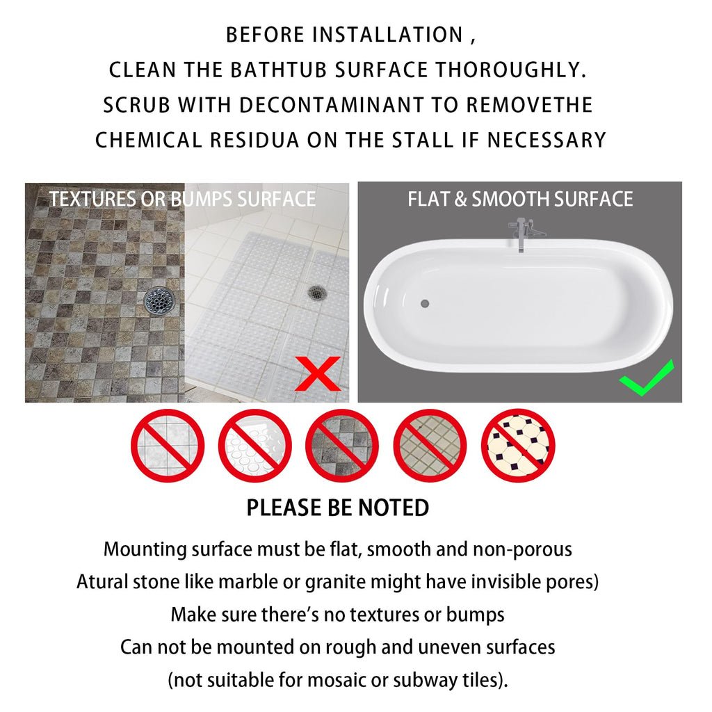 Yimobra Square Shower Mat Non Slip, Super Strong Suction Cups, 21"X21" Bath Tub Mat with Drain Holes, Machine Washable Fast Draining Bath Mats, Bathroom Essentials,Black