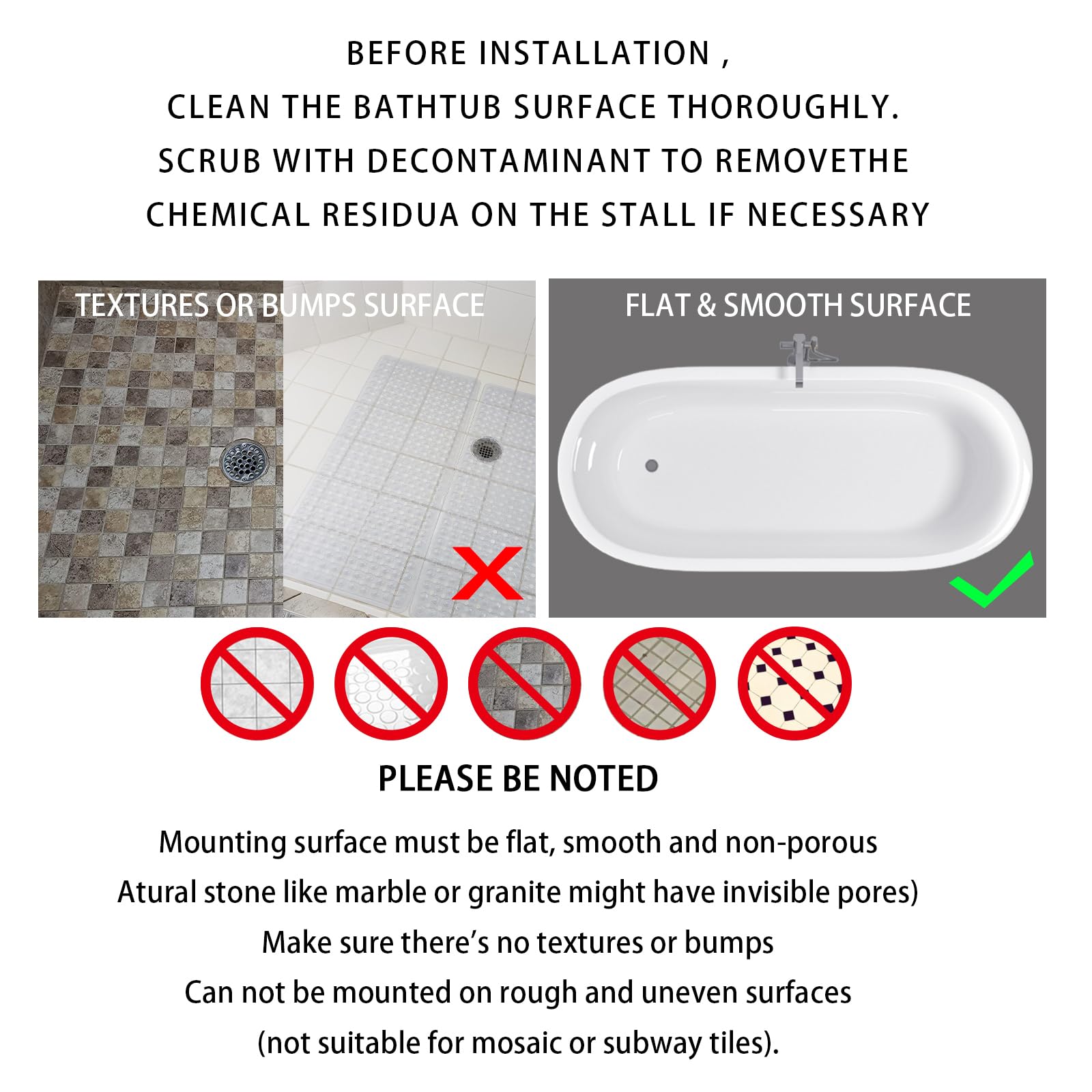 Yimobra Square Shower Mat Non Slip, Super Strong Suction Cups, 21"X21" Bath Tub Mat with Drain Holes, Machine Washable Fast Draining Bath Mats, Bathroom Essentials,Black