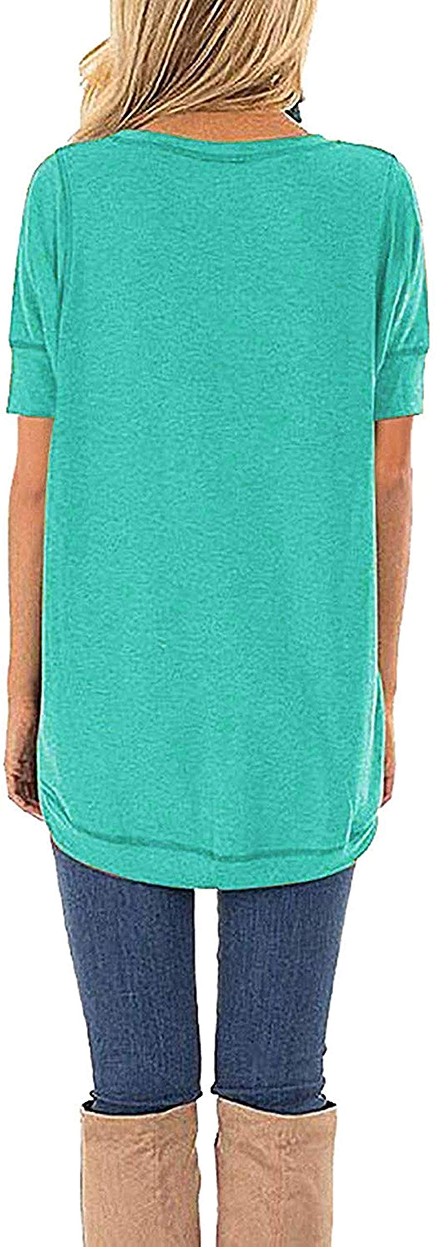 JomeDesign Summer Tops for Women Short Sleeve Side Split Casual Loose Tunic Top
