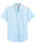 Alimens & Gentle Men's Short Sleeve Oxford Shirt Regular Fit Button Down Collar Shirts with Pocket