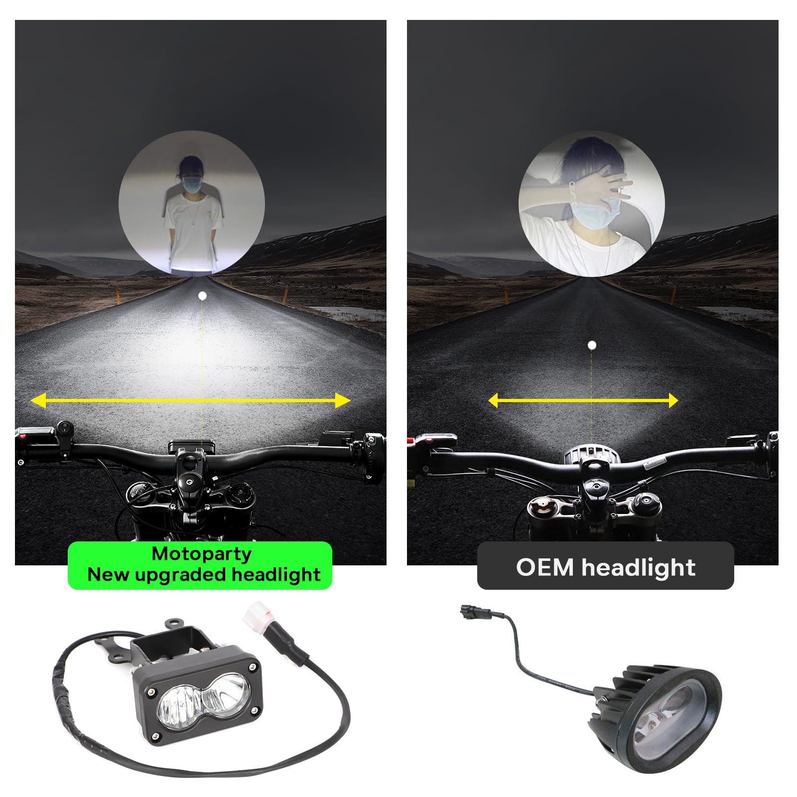 motoparty Headlight Kit for Sur-Ron Segway X260, Clear White 6000-6500K Spot/Flood Light Pods Combo Kit, Motorcycle Lights Bars Accessories, Bright Front Lamp （3 Inch）