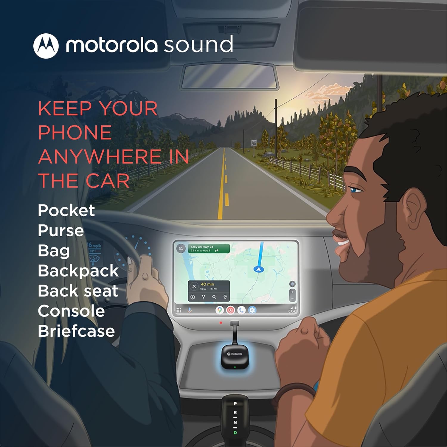 Motorola Sound MA1, the Only Google Authorized Wireless Android Auto Car Adapter, Smartphone to Screen Wireless Bridge Car Accessories, USB Type-A