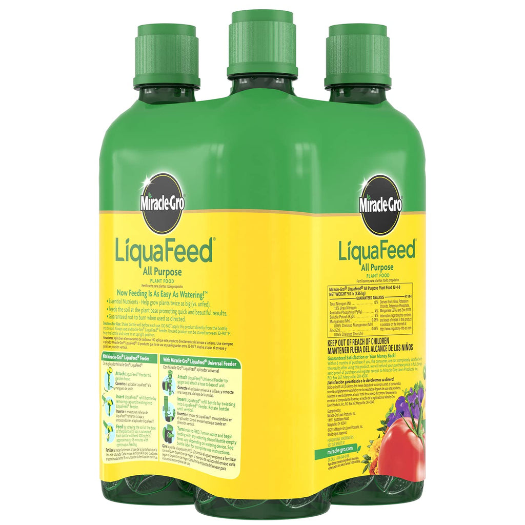 Miracle-Gro LiquaFeed All Purpose Plant Food Refills, Plant Fertilizer, 16 fl. oz., 4 Bottles/Pack (6-Pack)