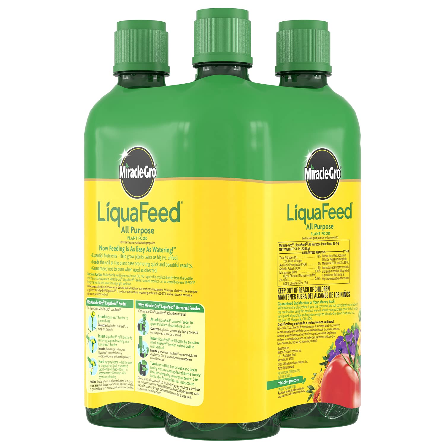 Miracle-Gro LiquaFeed All Purpose Plant Food Refills, Plant Fertilizer, 16 fl. oz., 4 Bottles/Pack (6-Pack)