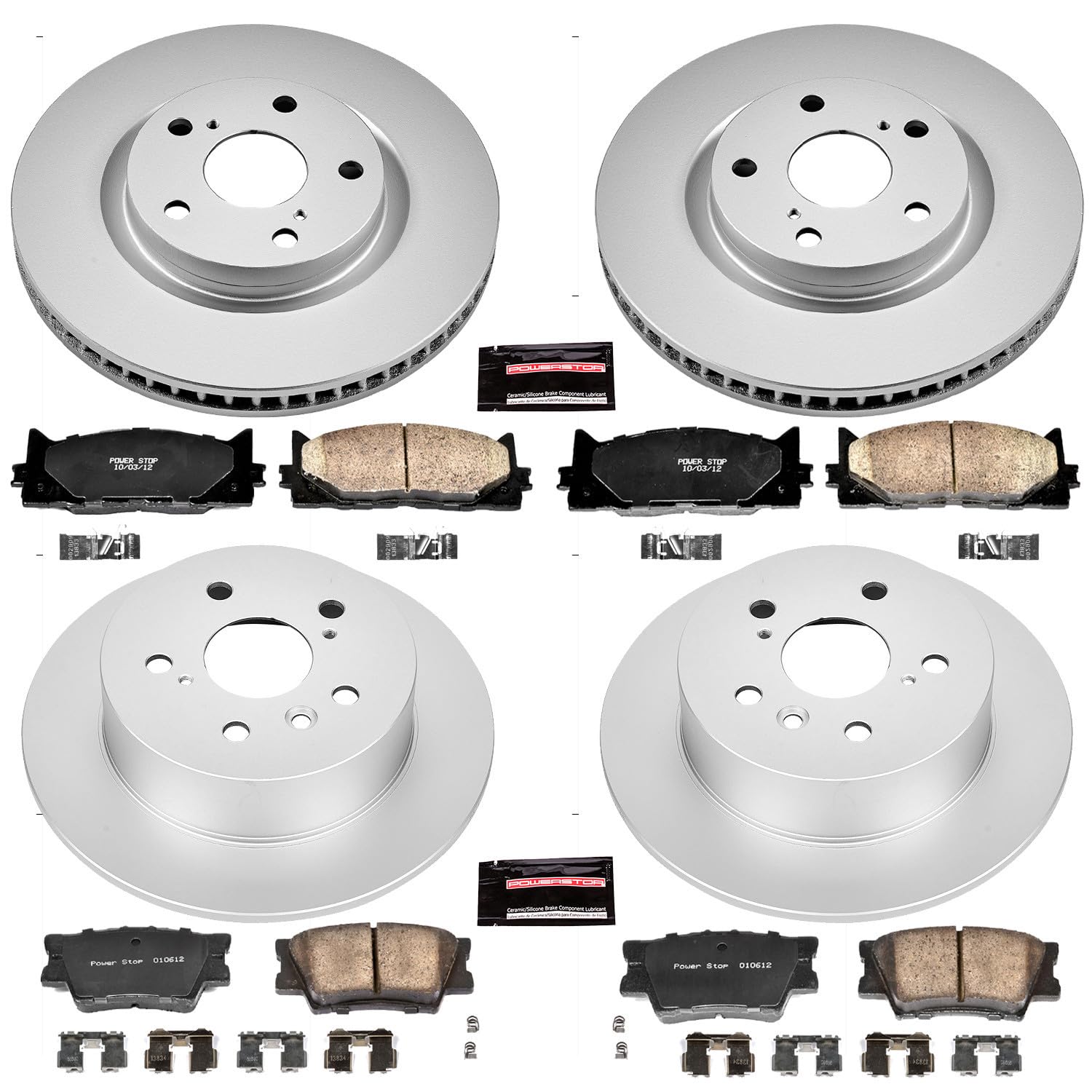 PowerStop Front and Rear Brake Kit for Lexus ES350 2007-12 |Toyota Avalon 2008-12 |Camry 2007-11 - Z17 Ceramic Brake Pads & Disc Rotors Replacement, KOE2822