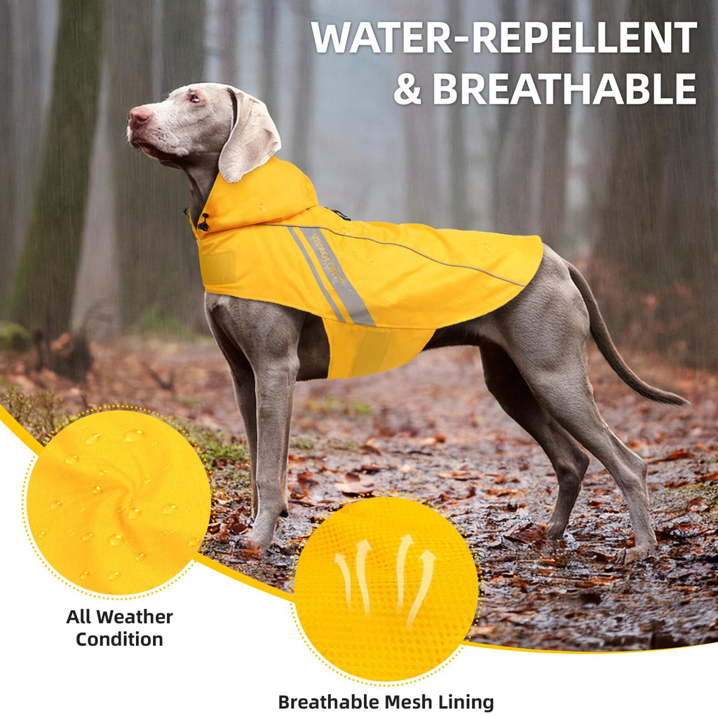 VIVAGLORY Wetoff Dog Raincoat, Rain Coat for Dog All Seasons Adventure, Rain Jacket with Harness Hole & Hood, Reflective Lightweight Waterproof for Doggy & Puppy, XXS, Blue