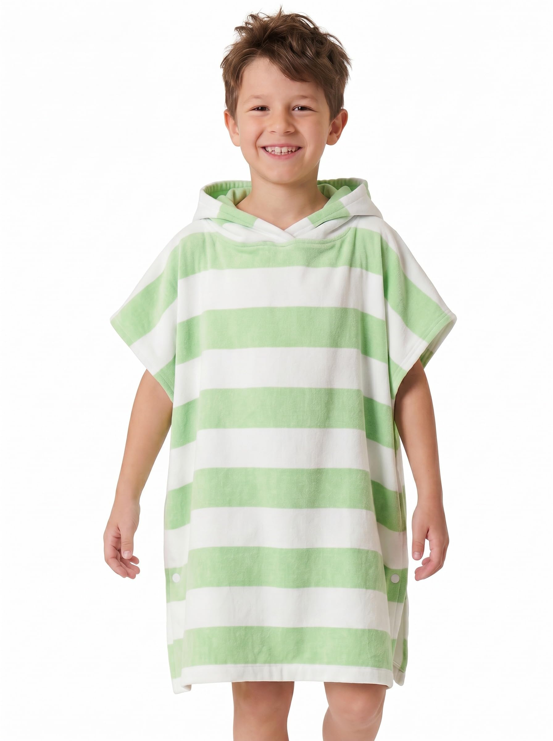 TBEZY Toddler Bath Towel Poncho Thick Cotton Striped Beach Towels for Kids Gifts, Blue, 5-10 Years