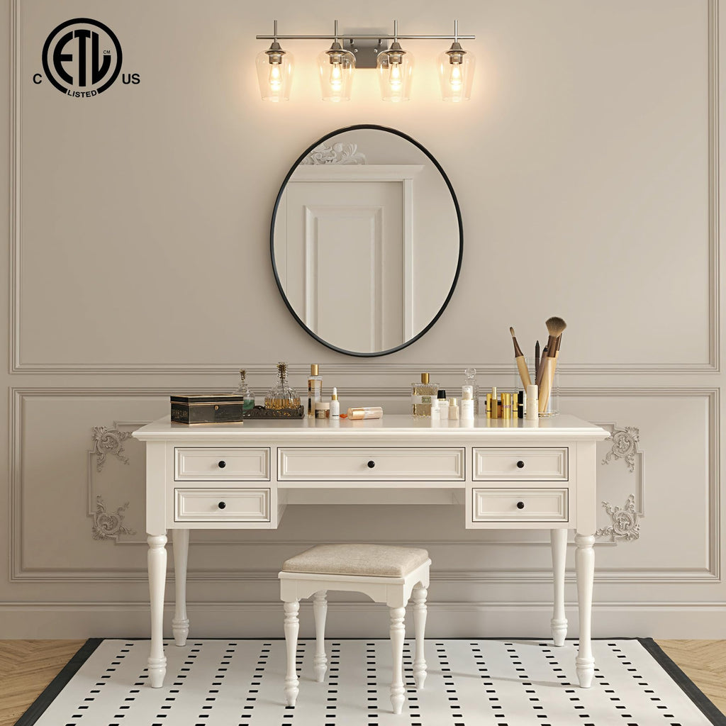 VONLUCE Bathroom Vanity Light, 2 Light Bathroom Light Fixture Over Mirror, Bathroom Wall Lamp with Clear Glass, Modern Brushed Nickel Vanity Lighting fixtures for Bathroom, Bedroom, Hallway