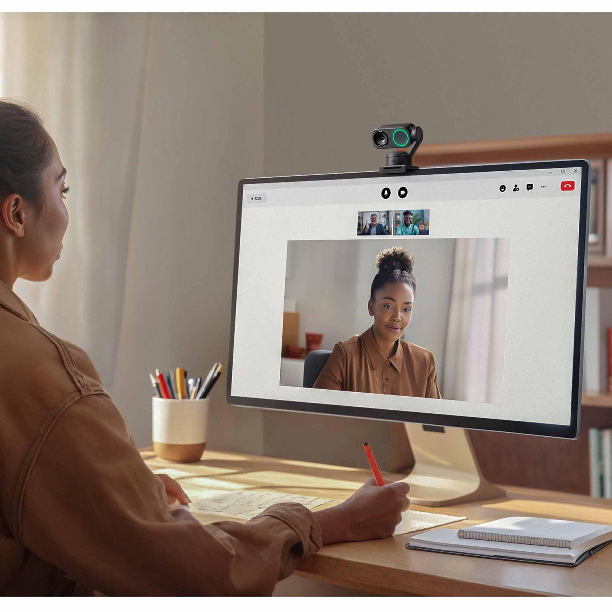 Insta360 Link 2-PTZ 4K Webcam with 1/2" Sensor, AI Tracking, Gesture Control, HDR, Noise-Canceling Mic, Webcam for Laptop, Live Streaming, Gaming
