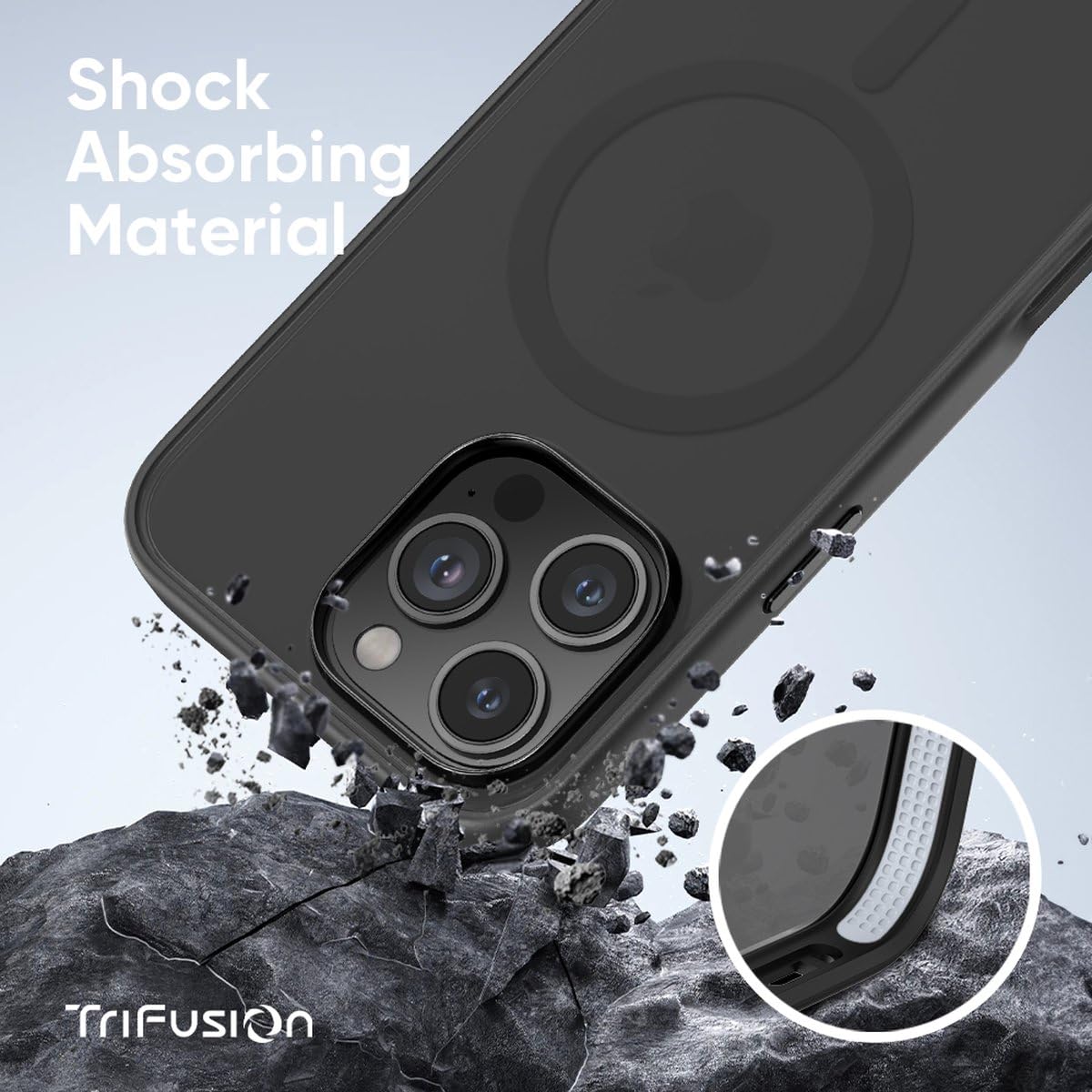 FLOLAB Surtect Tri-Fusion Magnetic for iPhone 16 Case Protective Slim Design Magsafe Compatible Military Grade - Black Clear