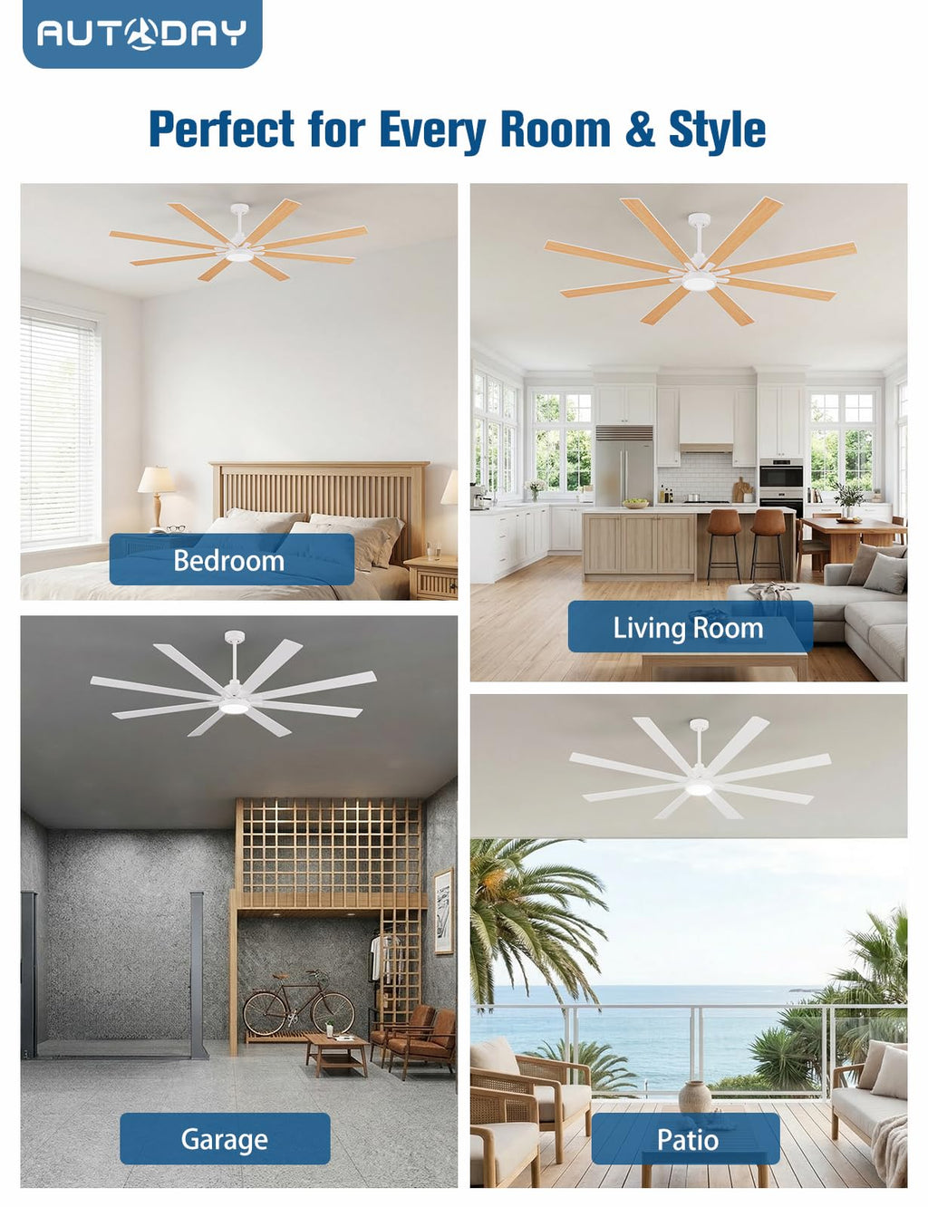 42 Inch Low Profile Ceiling Fan with Light, White Ceiling Fans with Lights and Remote, Flush Mount, 6 Speeds Reversible Quiet DC, 3CCT Dimmable, Indoor Outdoor Ceiling Fans for Patios Bedroom