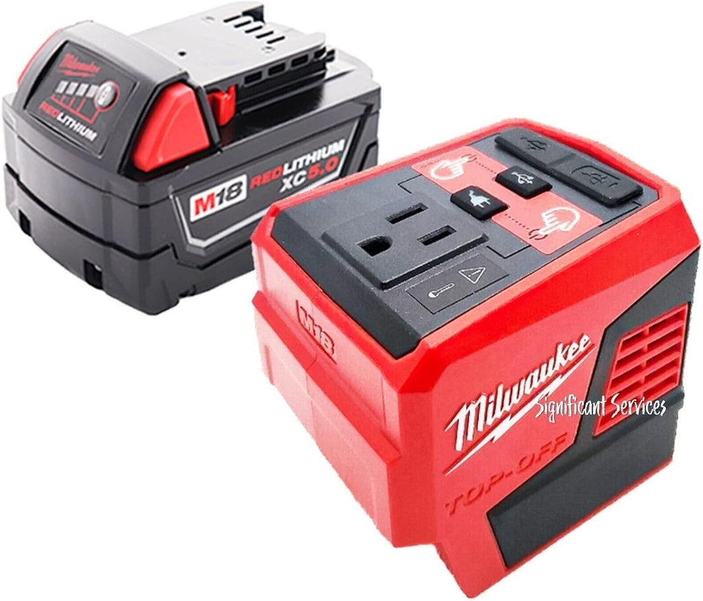 MilwaukeeTool 2846 50 M18 18 Volt 175 Watt Lithium Ion Powered Compact Inverter with 5.0 Ah Battery
