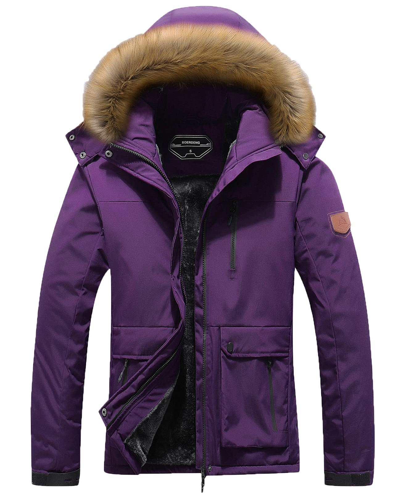 MOERDENG Women's Waterproof Ski Snow Jacket Winter Warm Hooded Snow Coat Mountain Windproof Ski Jacket For Women