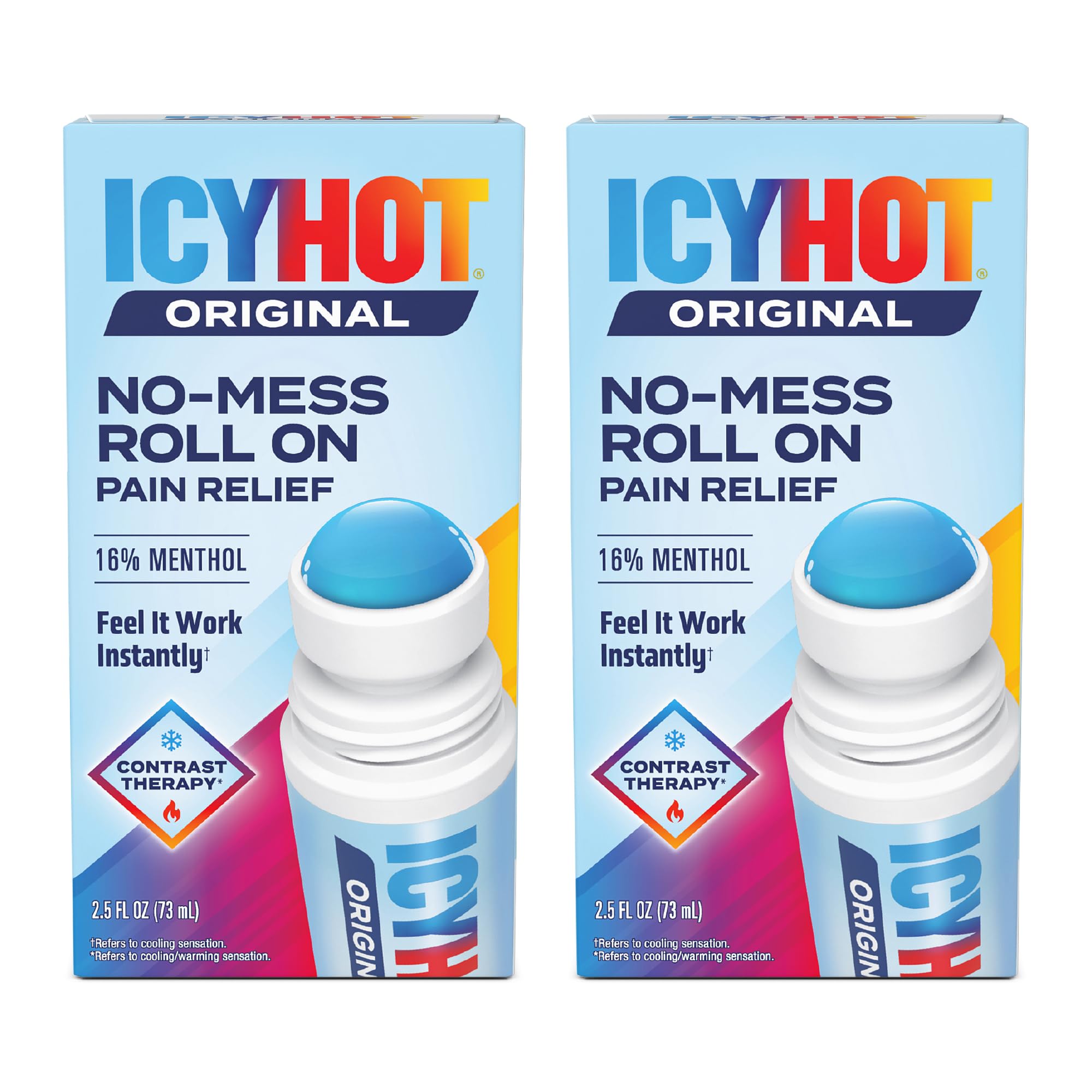 Icy Hot Original Medicated Pain Relief Liquid with No Mess Applicator, 2.5 Fluid Ounces, 2 pk