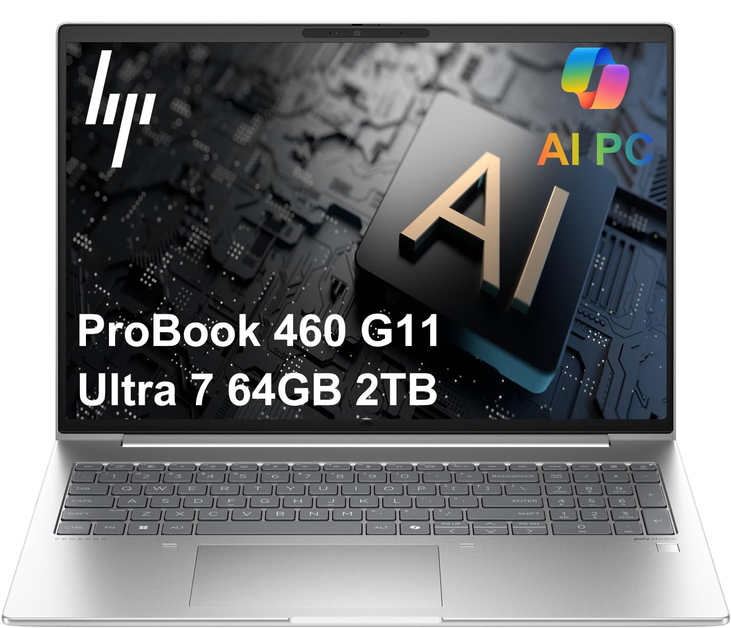 HP ProBook 460 G11 Business AI PC Laptop (16" FHD+ Anti-Glare, Intel 12-Core Ultra 7 155U, 16GB DDR5, 512GB SSD), HP Wolf Security, Backlit Numeric KB, Fingerprint, 1080p Webcam, Ethernet, Win 11 Pro