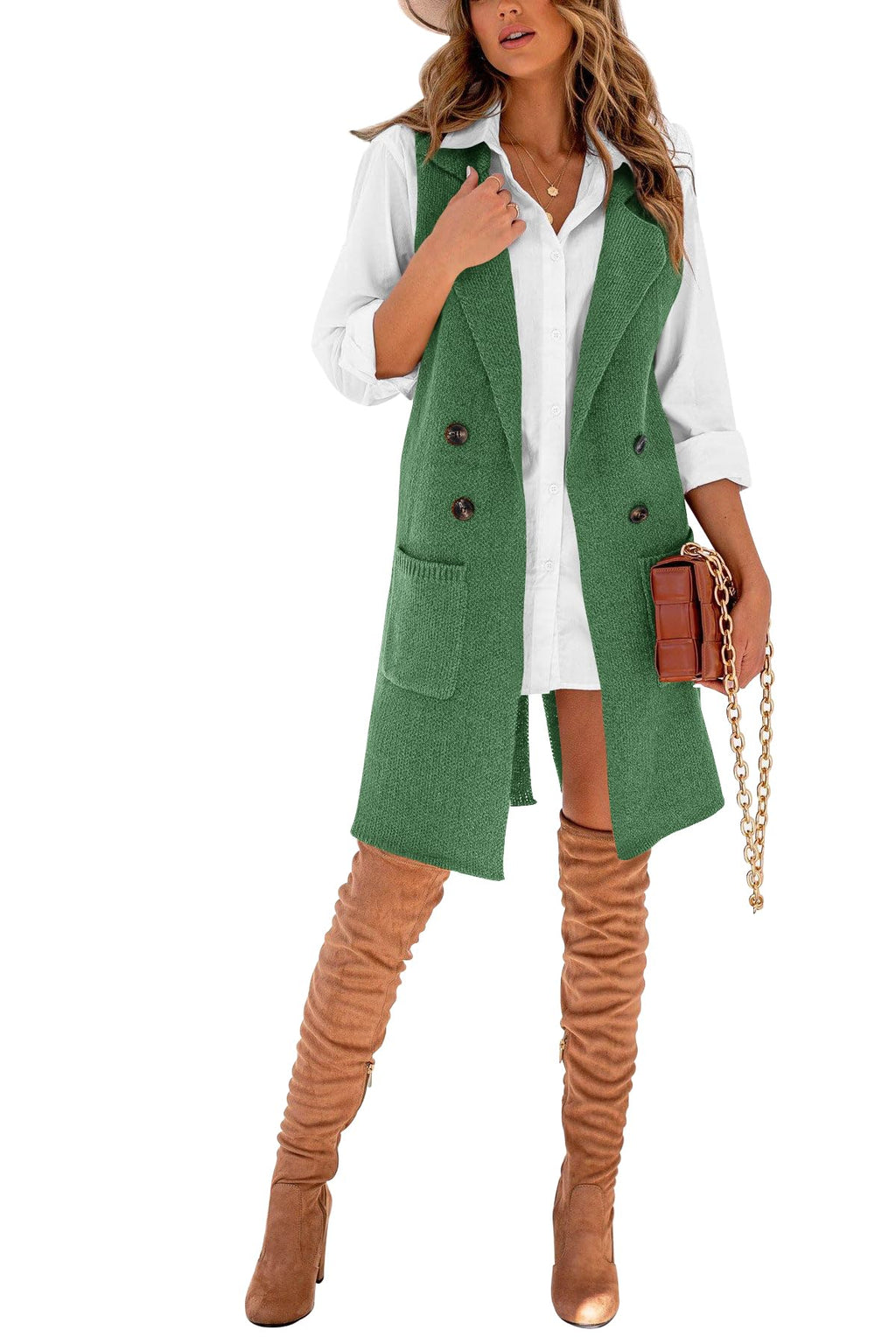 Danedvi Women Open Front Lapel Collar Cardigan Vest Button Down Long Sweaters Cardigan Solid Outerwear Coats