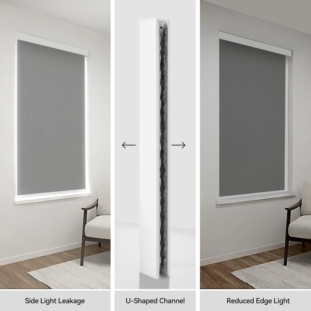 ZSTARR PVC Light Blockers Blackout Light Blockers Side Tracks for Window Shades Blinds Side Tracks for Blackout Shades Easy to Install Light Blocking Strips for Bedroom (Black, 58",2Pcs)