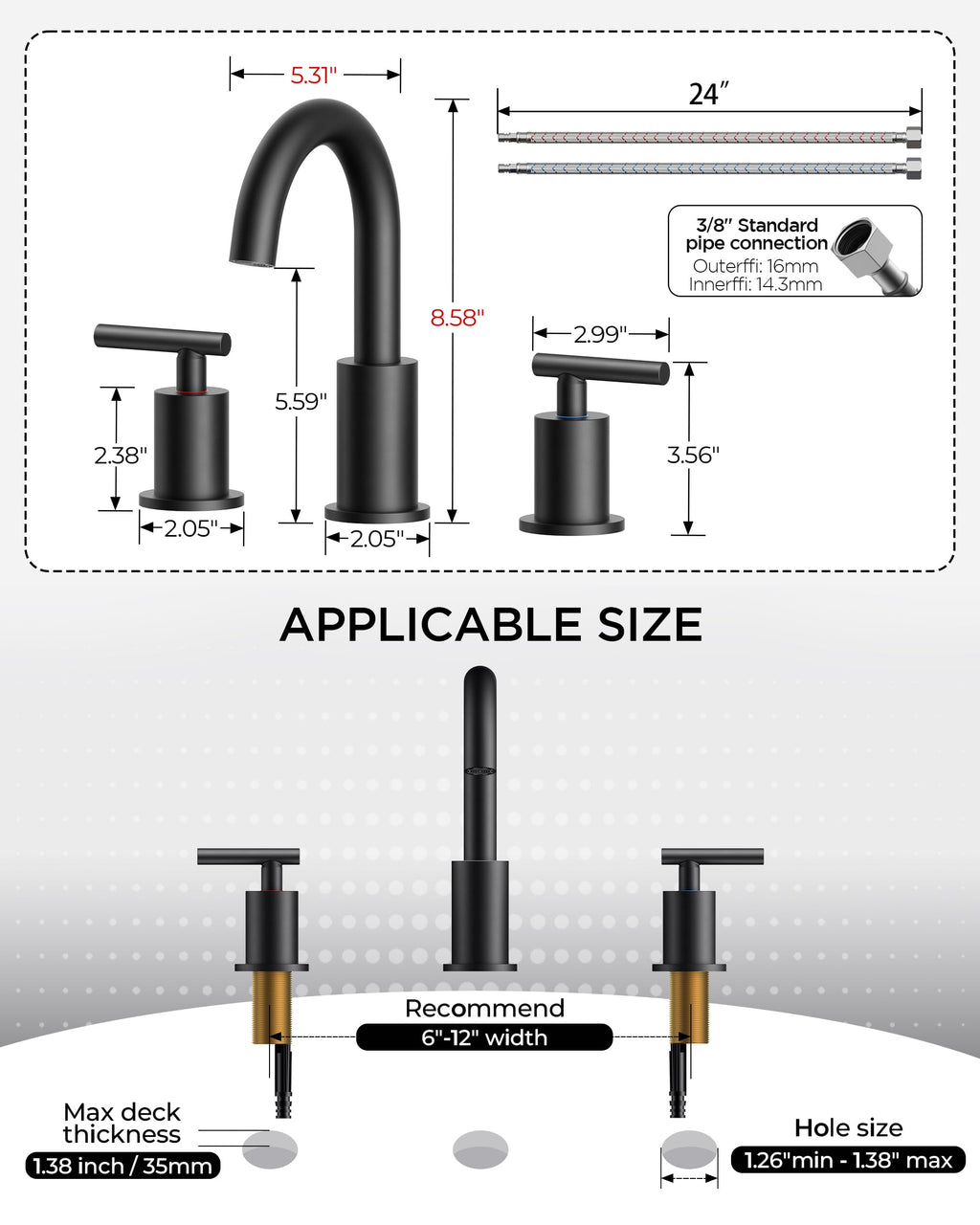 FORIOUS 4" Brushed Gold Bathroom Faucet Centerset 4 Inch, 2 Handle 2 Hole Gold Faucets for Bathroom Vanity wtih Metal Pop Up Dain, CUPC Supply Hose, High Arc Swivel Spout