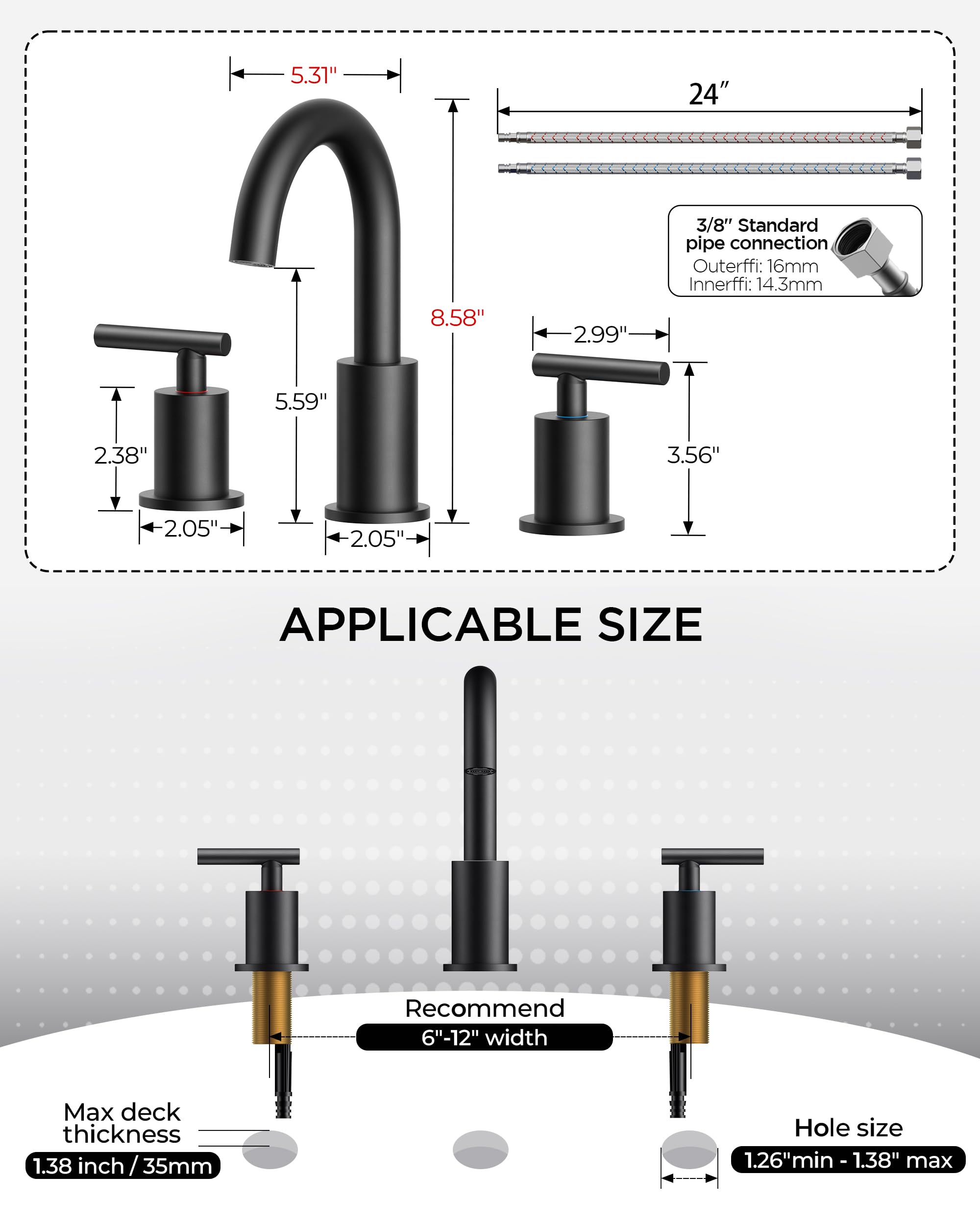 FORIOUS 4" Brushed Gold Bathroom Faucet Centerset 4 Inch, 2 Handle 2 Hole Gold Faucets for Bathroom Vanity wtih Metal Pop Up Dain, CUPC Supply Hose, High Arc Swivel Spout