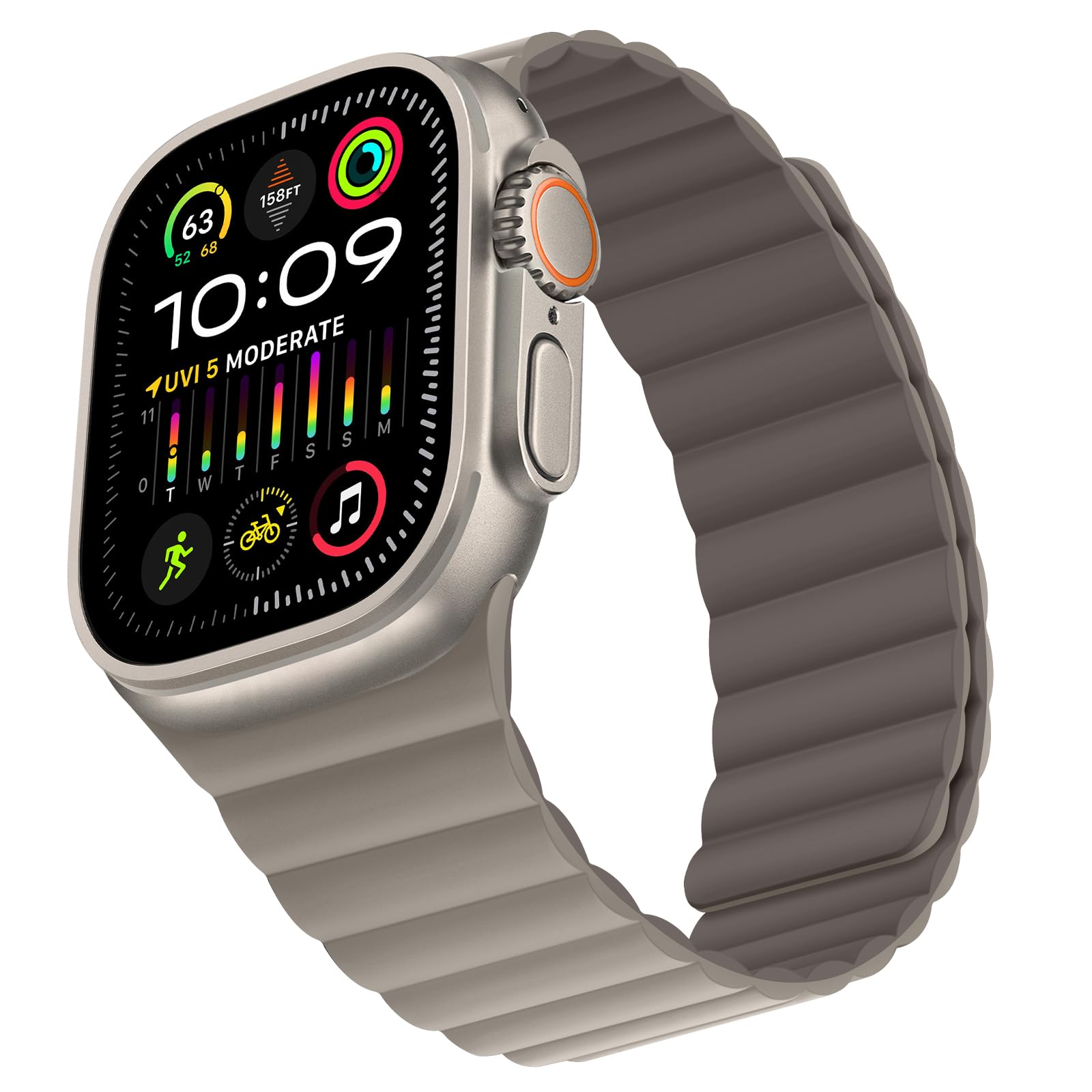 Bisikor Compatible with Apple Watch Band 49 46 45 44 42 41 40 38mm, Double Sided Wearable Silicone Magnetic Strap for iWatch Ultra SE Series 11 10 9 8 7 6 5 4 3 2 1 (38/40/41/42, Beige/Gray)