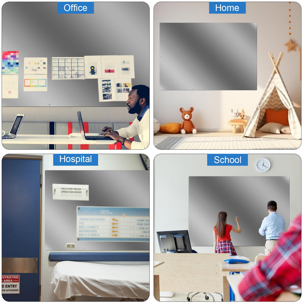 Ireer Magnetic Board Steel Magnet Bulletin Boards for Walls to Display Magnetic Notes Photos for Home Office Classroom, Pre Drilled with Screws and Dry Wet Erase Feature(Black,24 x 48 Inch)