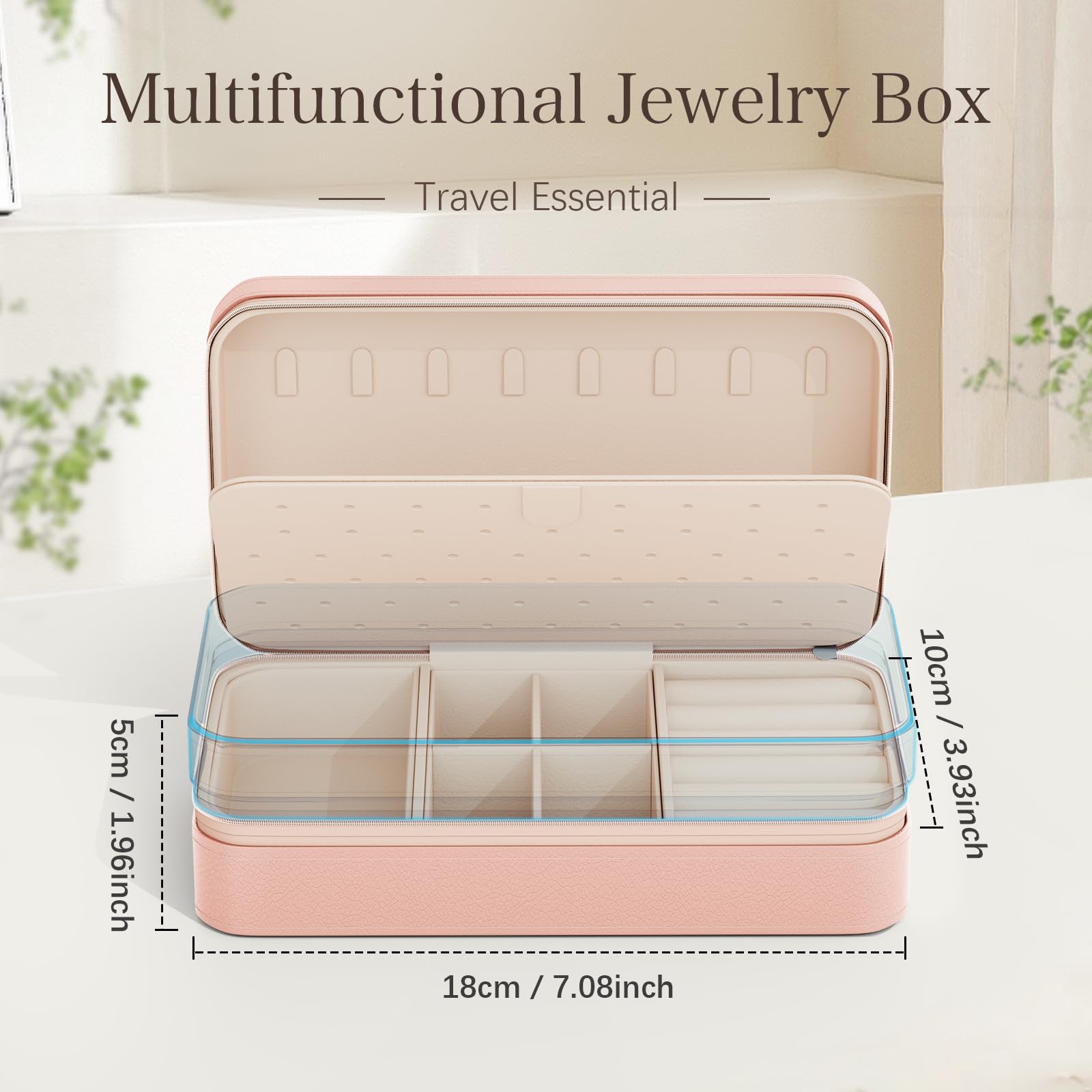DesignSter Travel Jewelry Box, PU Leather Portable Jewelry Case, Small Jewelry Boxes for Gifts, Travel Jewelry Organizer for Women Rings Earrings Necklaces Bracelets (Avocado Green)