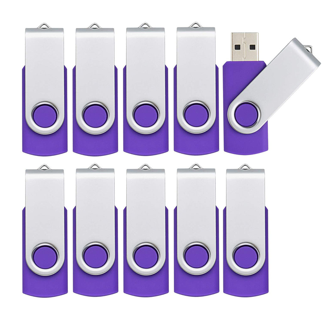 KOOTION 10 X 1GB USB Flash Drive 1gb Flash Drive Swivel Thumb Drive Memory Stick Keychain Design Blue