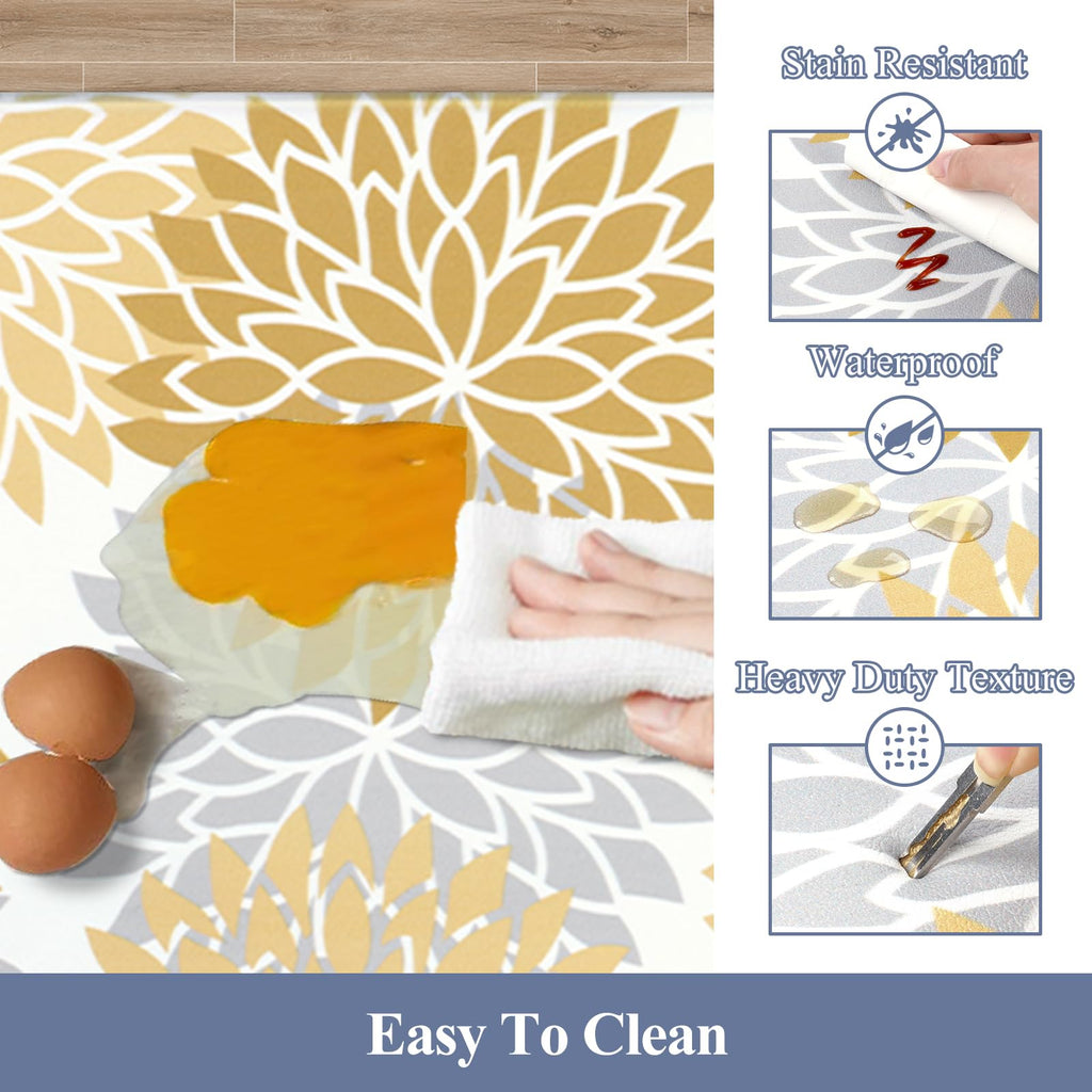 HEBE Anti Fatigue Kitchen Rugs Sets of 2, Non Slip Kitchen Mats for Floor, Waterproof Cushioned Comfort Standing Carpet for Kitchen Sink, Home Office, Laundry Room