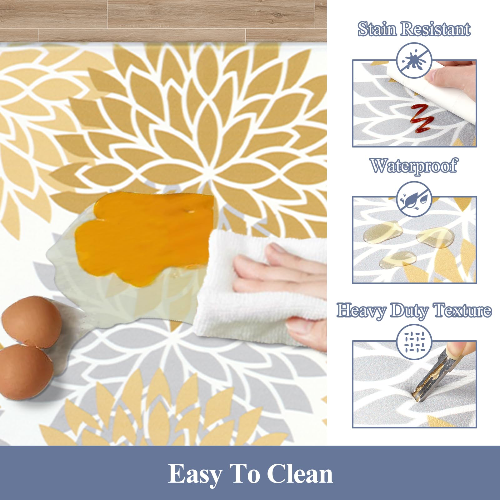 HEBE Anti Fatigue Kitchen Rugs Sets of 2, Non Slip Kitchen Mats for Floor, Waterproof Cushioned Comfort Standing Carpet for Kitchen Sink, Home Office, Laundry Room