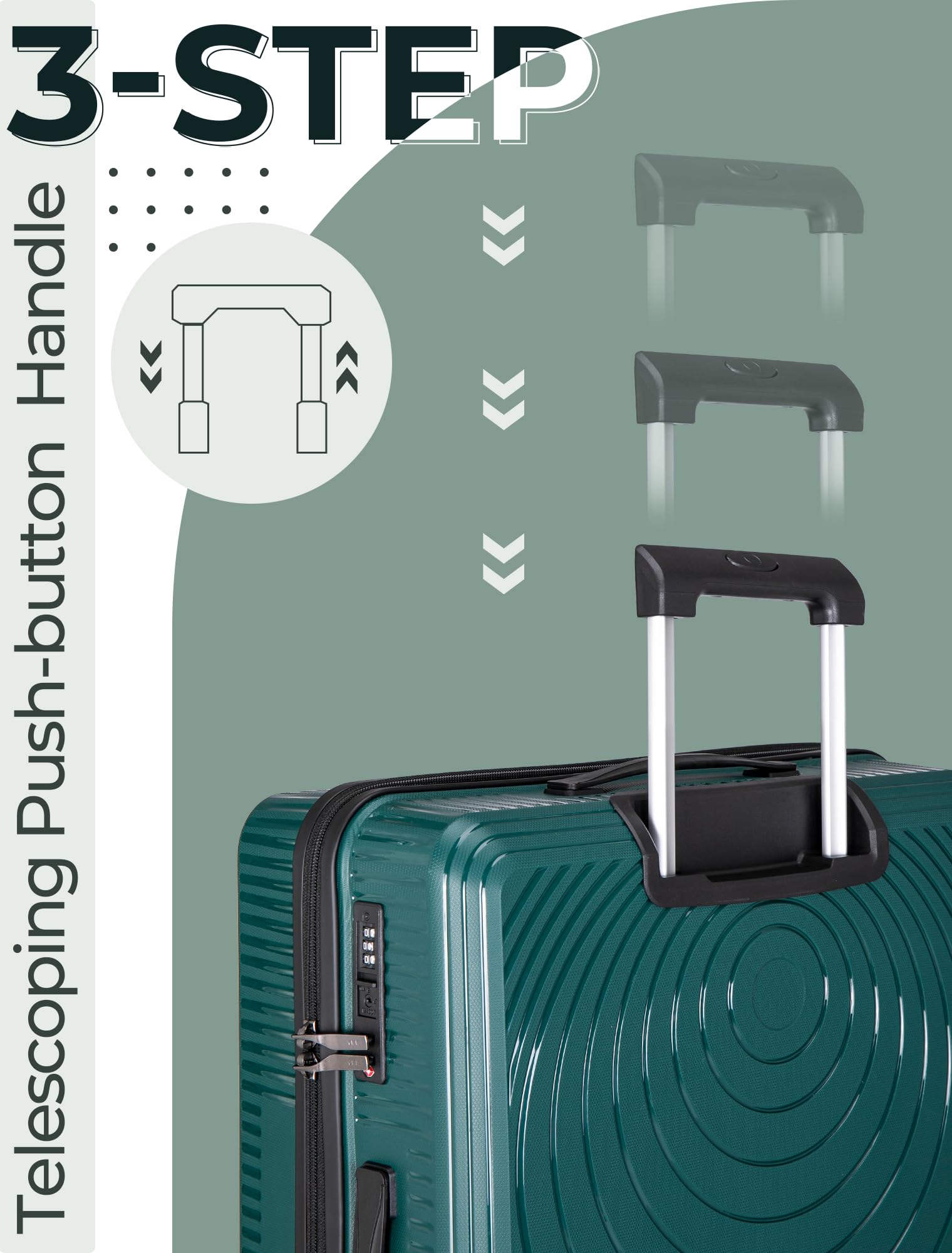 CONCEPTEN Luggage Sets,Suitcases with Wheels, Hardshell Suitcase Set, PP Carry on Luggage Set with TSA Lock, Travel Luggage (Black, Bag Type)