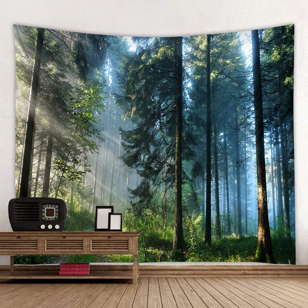 Llamazing Forest Landscape Home Decor - Living Room & Bedroom Magic Tapestry (Sunlight&Creek, 60''L51''W)