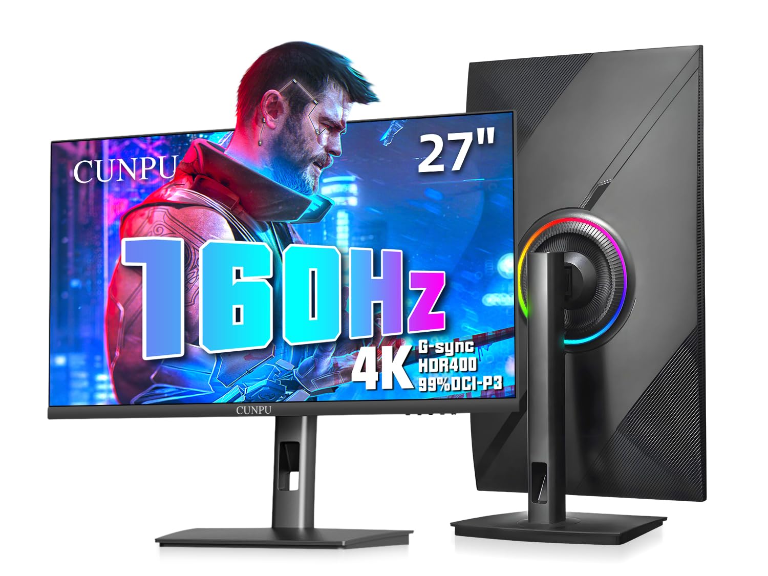 CUNPU 24 Inch 1080P 200Hz Gaming Monitor, FHD Fast IPS Panel, 124% sRGB 1ms HDR Zero-Frame Computer Monitor, Built-in Speaker, HDMI 2.1, DisplayPort 1.4, FreeSync & G-Sync, Tilt, VESA, Eye Care