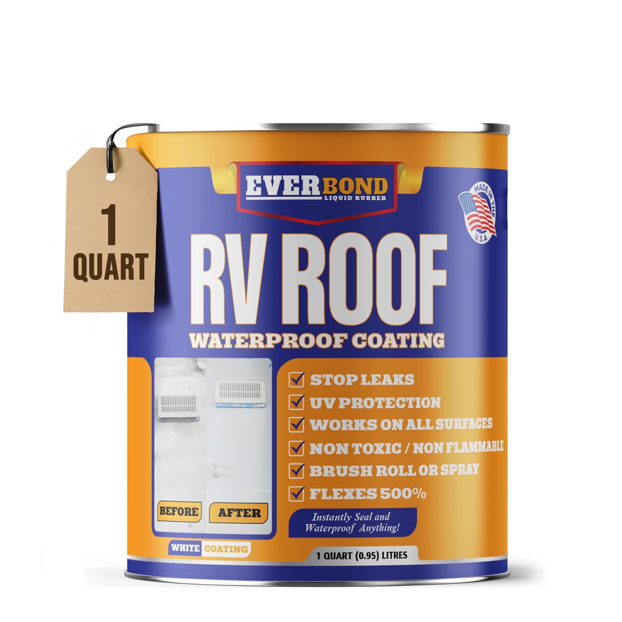 EverBond Multipurpose Primer - Primer for Roof Coatings - Use on EPDM Rubber, Wood, Fiberglass, Concrete, and Metal Surfaces - Easy to Apply on RVs, Campers, and Trailers - 1 Gallon