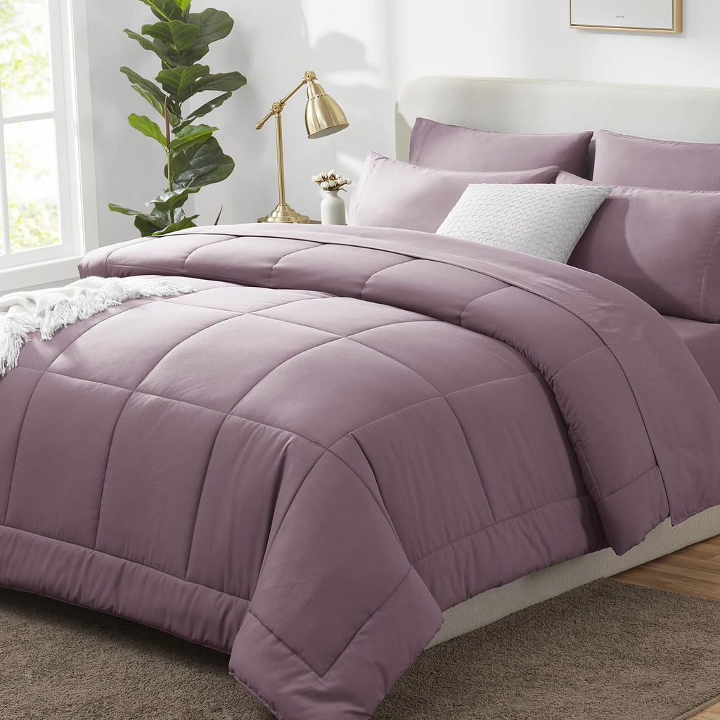 CozyLux Twin XL Comforter Set Baby Blue, 5 Pieces Twin Extra Long Bed in a Bag for College Dorm, All Season Bedding Set with Stitch Quilted Comforter, Flat Sheet, Fitted Sheet, Pillowcases