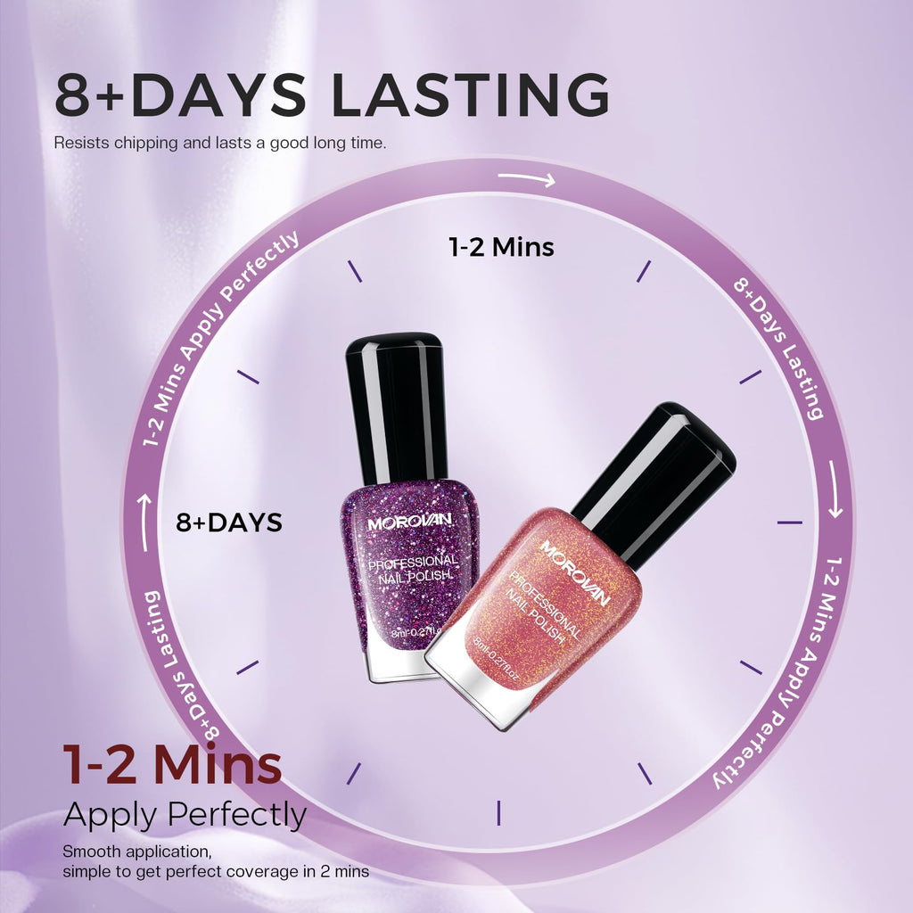 Morovan 15 Bright Color 0.27oz Air Quick Dry Long Lasting Nail Polish Gift Set for Women